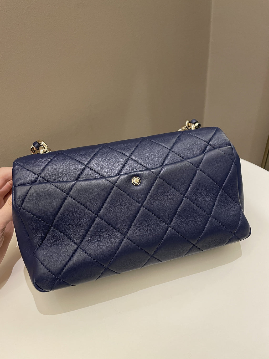 Chanel Cc Chain Top Flap Bag Navy Lambskin