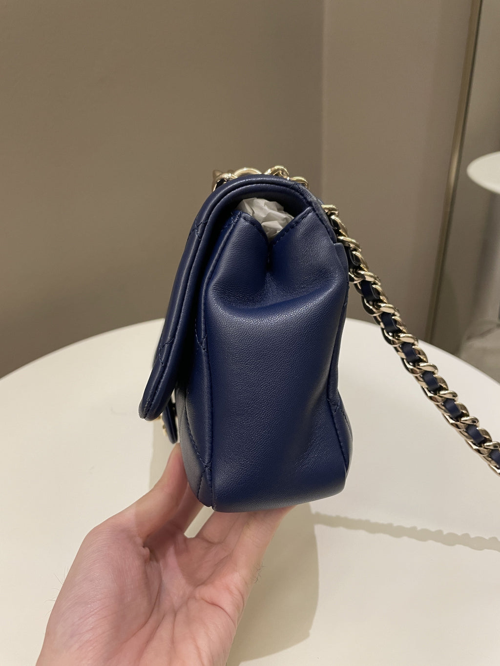 Chanel Cc Chain Top Flap Bag Navy Lambskin