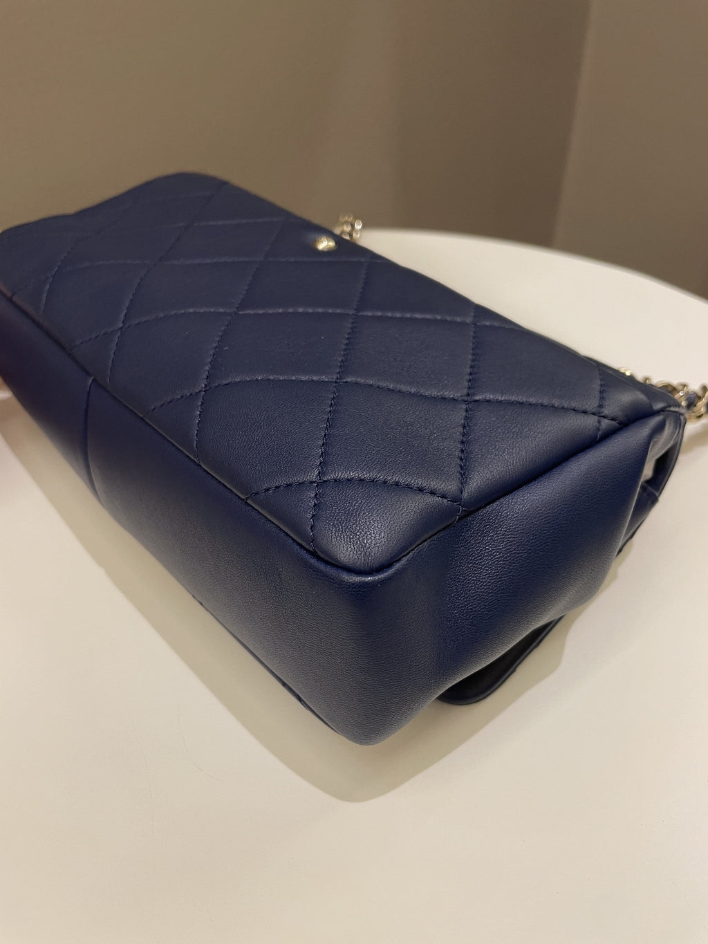 Chanel Cc Chain Top Flap Bag Navy Lambskin