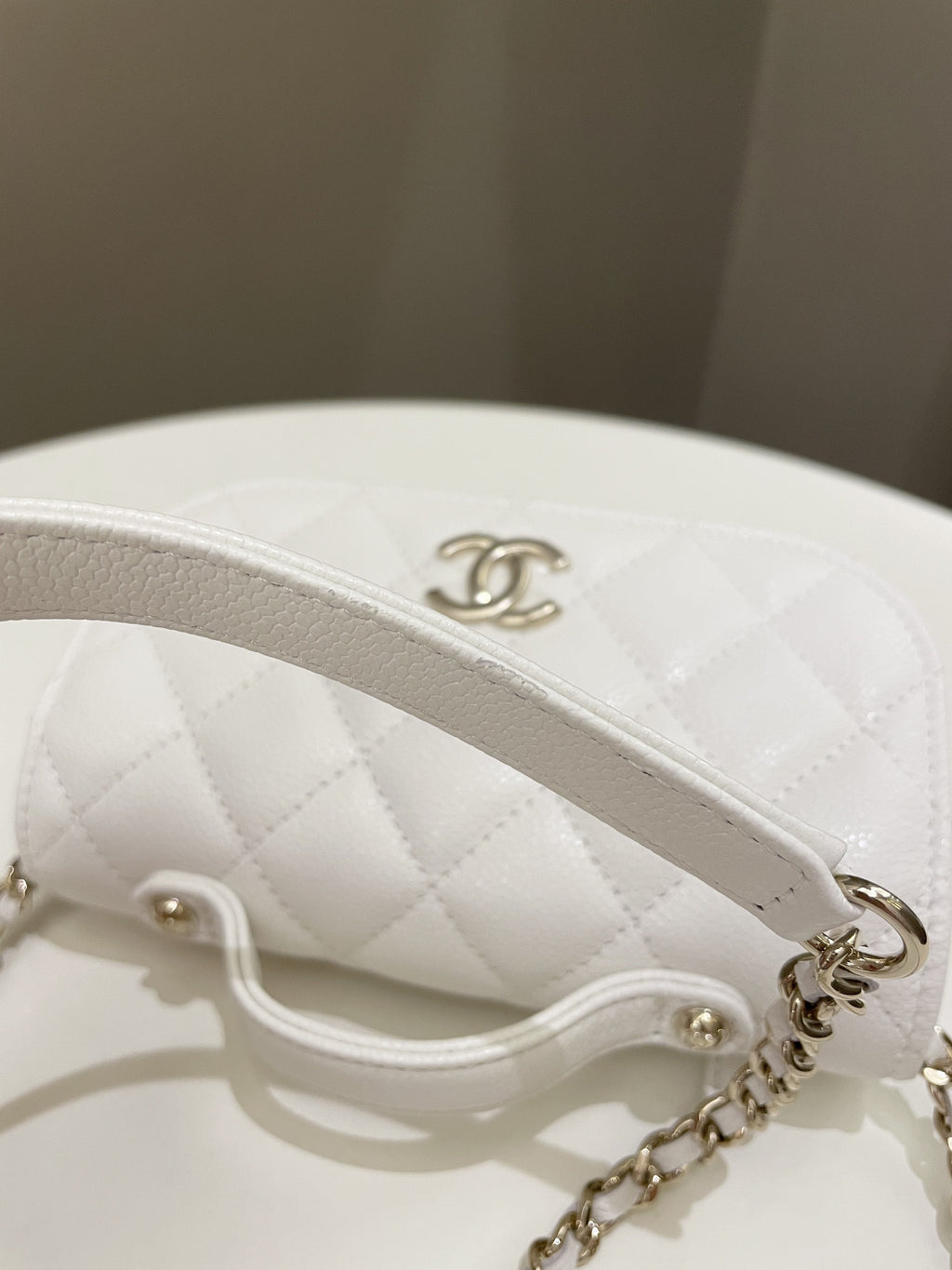 Chanel Business Affinity Clutch On Chain White Caviar