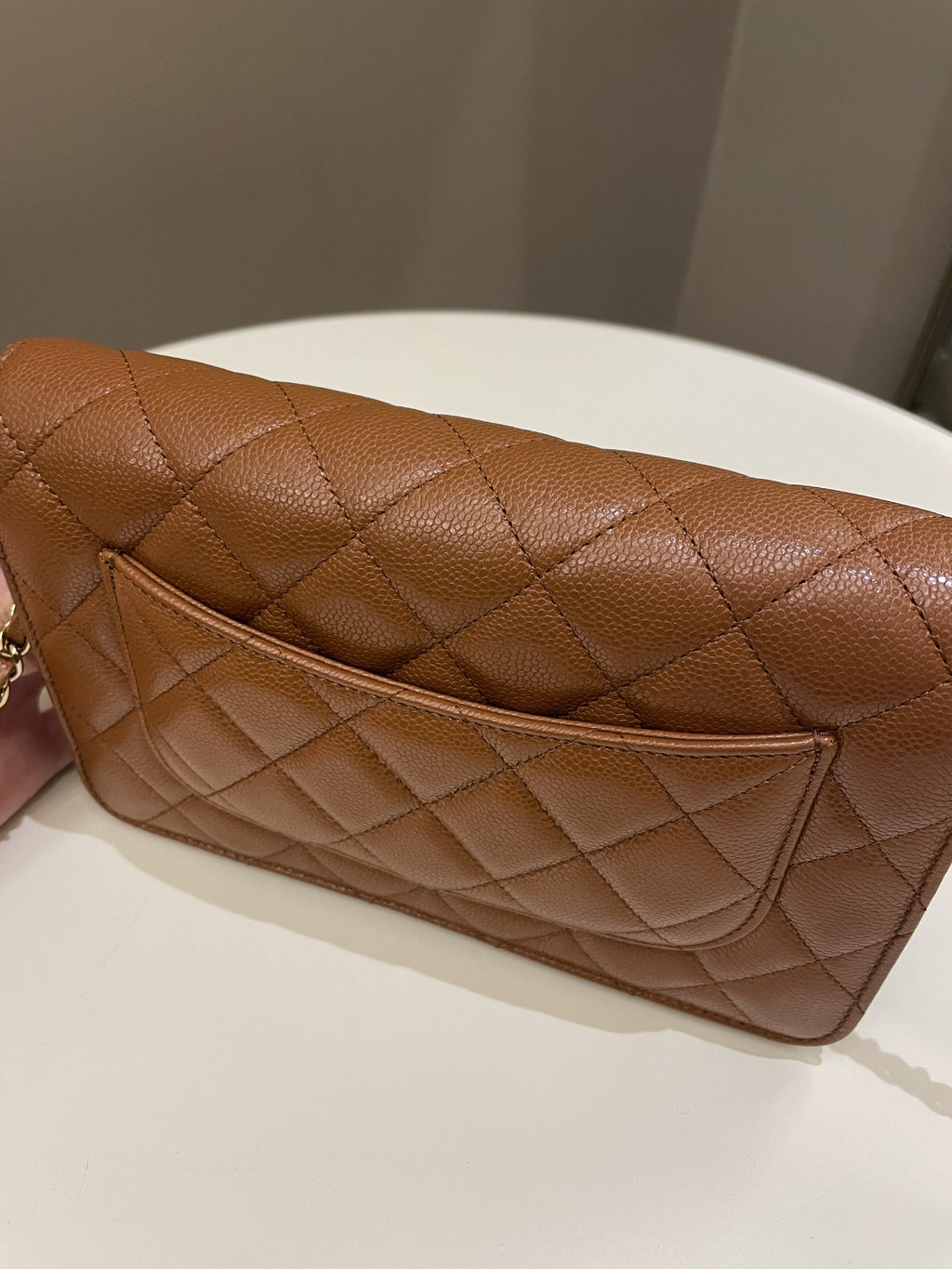Chanel 23A Cc Quilted Wallet on Chain Tan Brown Caviar
