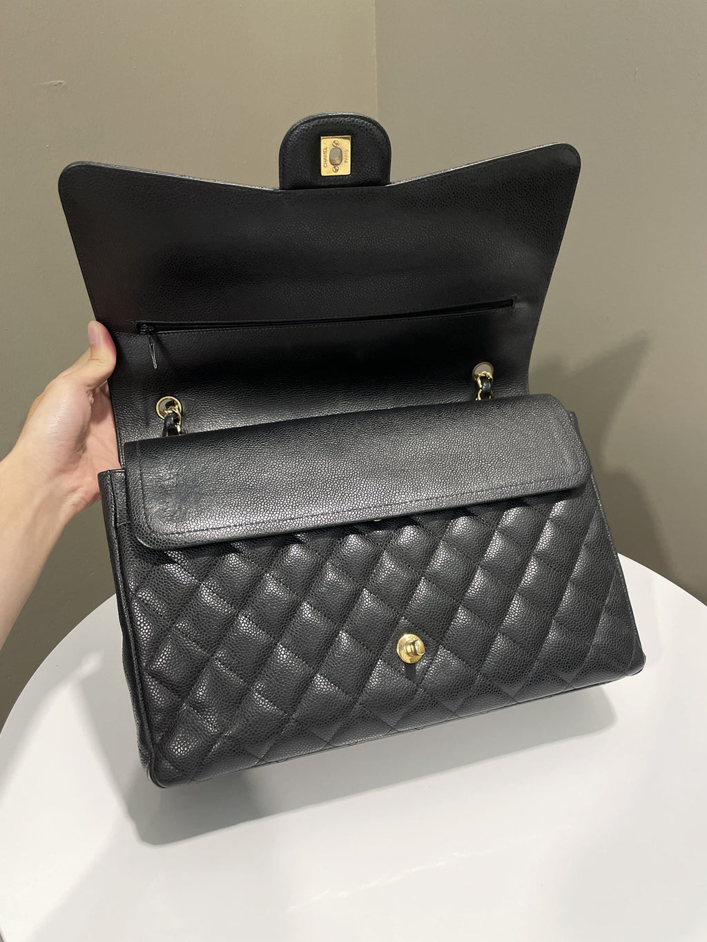 Chanel Classic Quilted Maxi Double Flap Black Caviar