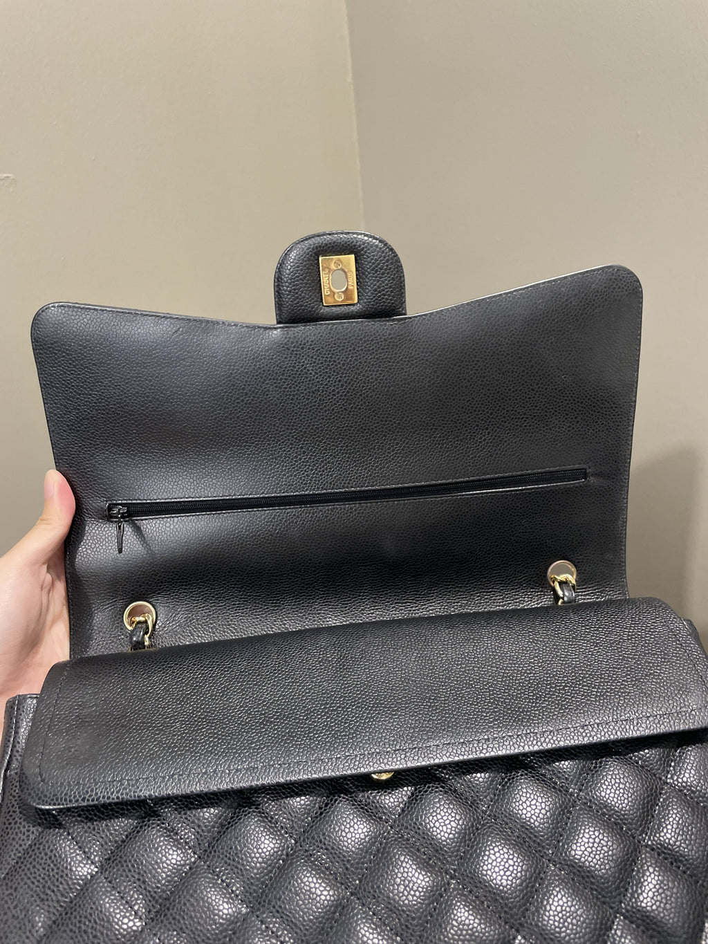 Chanel Classic Quilted Maxi Double Flap Black Caviar