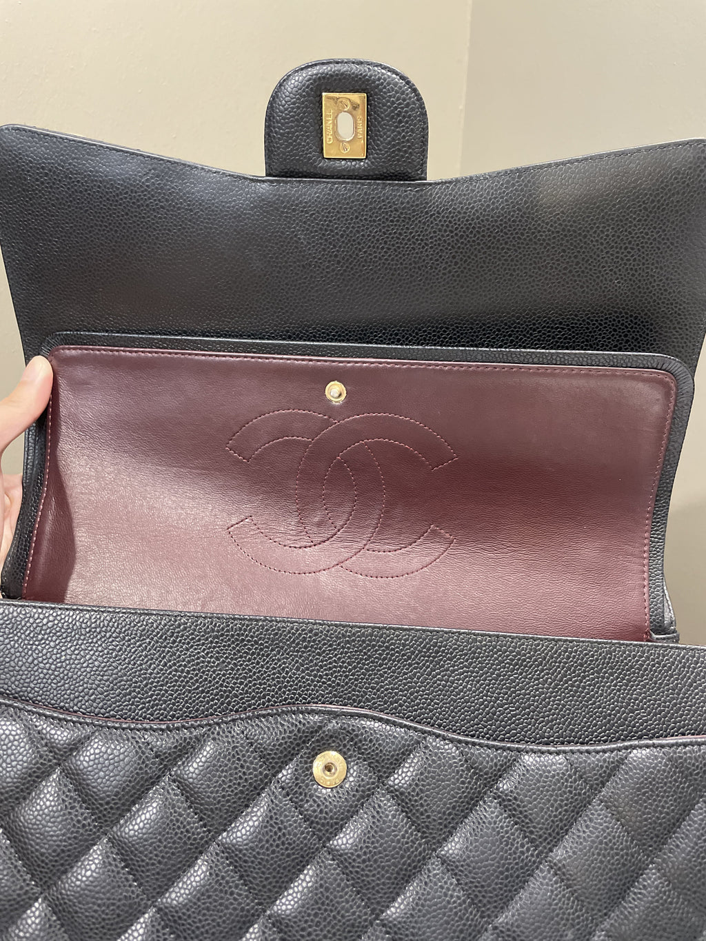 Chanel Classic Quilted Maxi Double Flap Black Caviar
