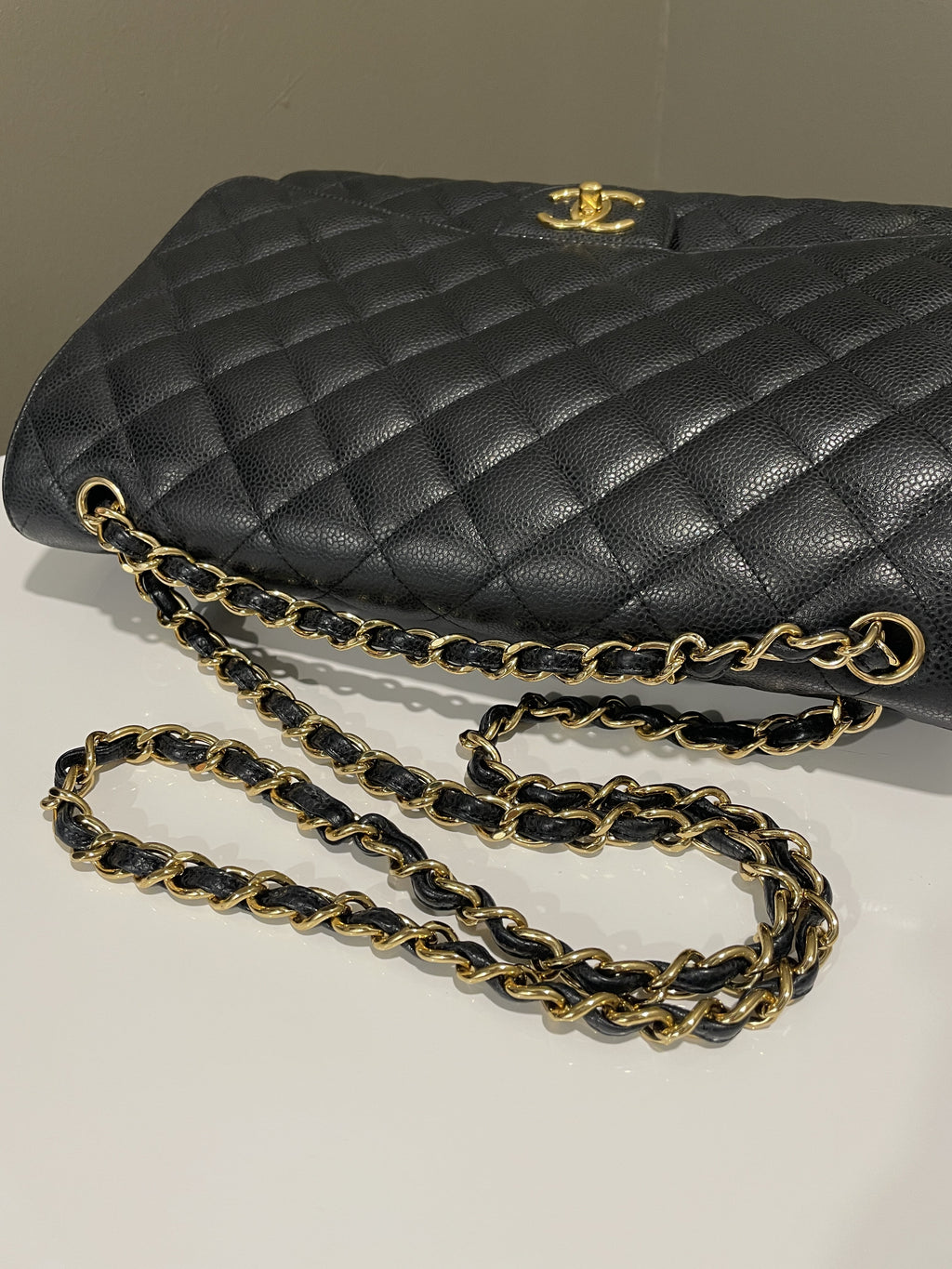 Chanel Classic Quilted Maxi Double Flap Black Caviar