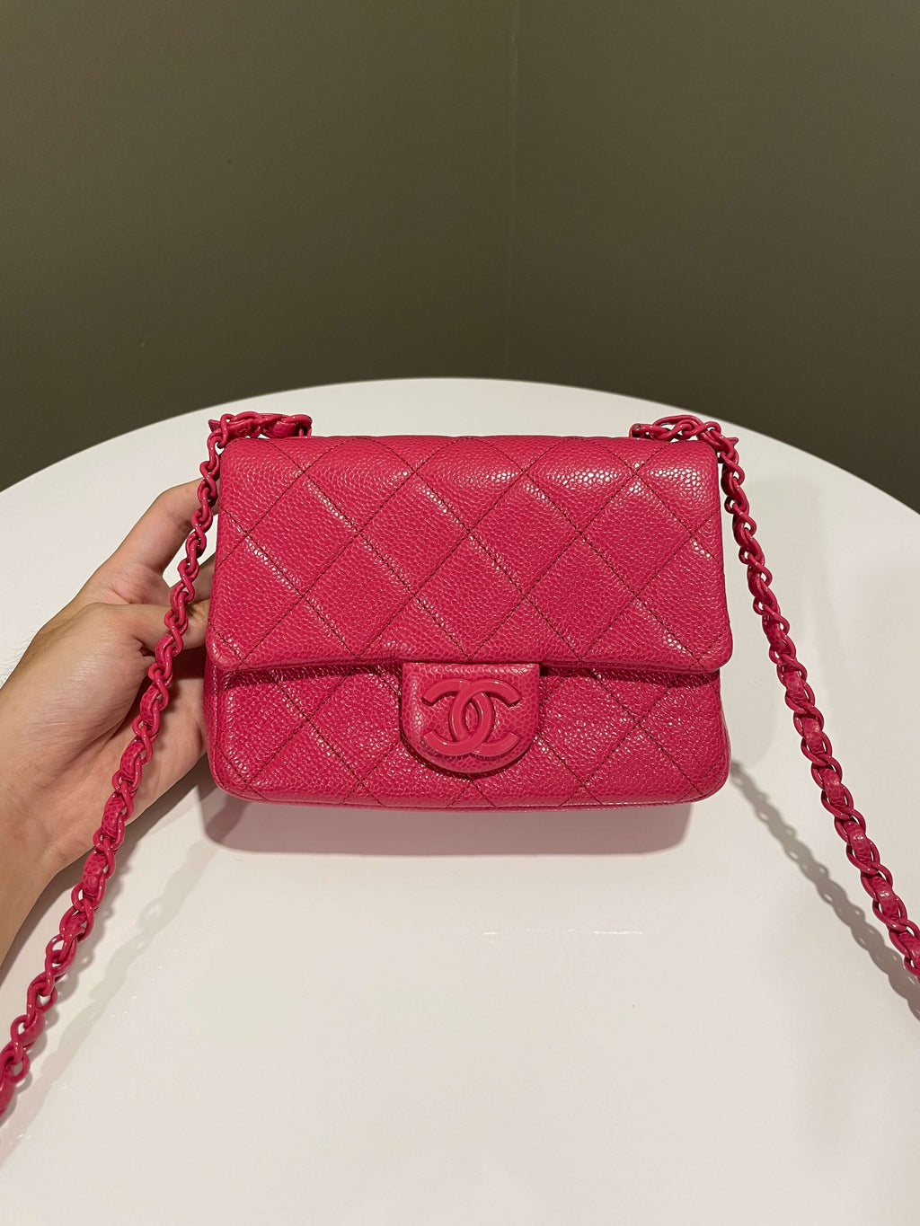 Chanel Quilted Incognito Mini Square Rose Pink Caviar