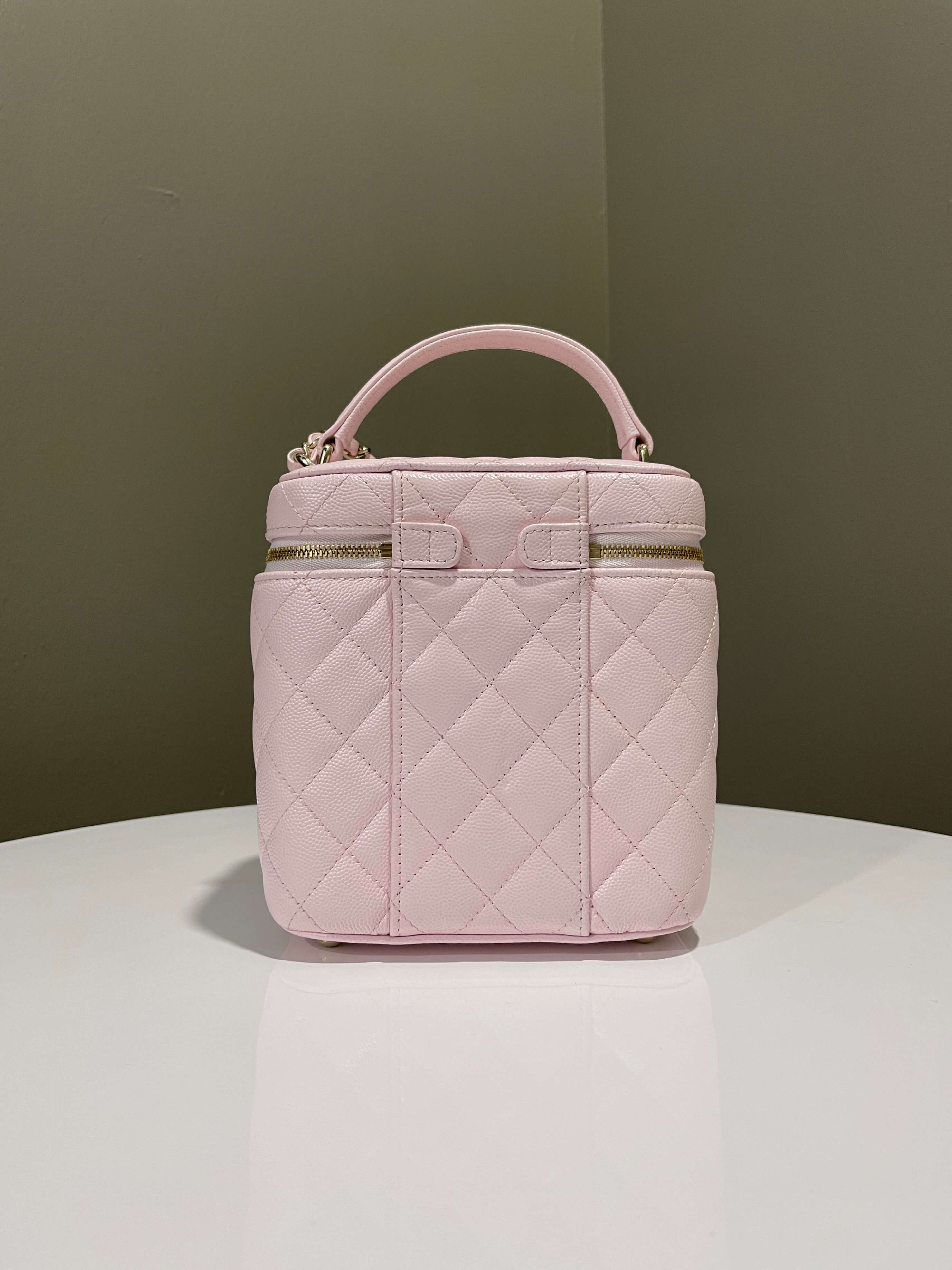Chanel 22S Top Handle Vanity Bag Rose Clair Caviar