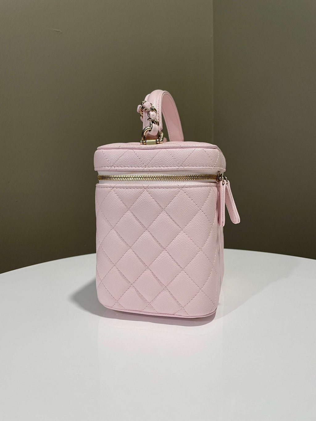 Chanel 22S Top Handle Vanity Bag Rose Clair Caviar