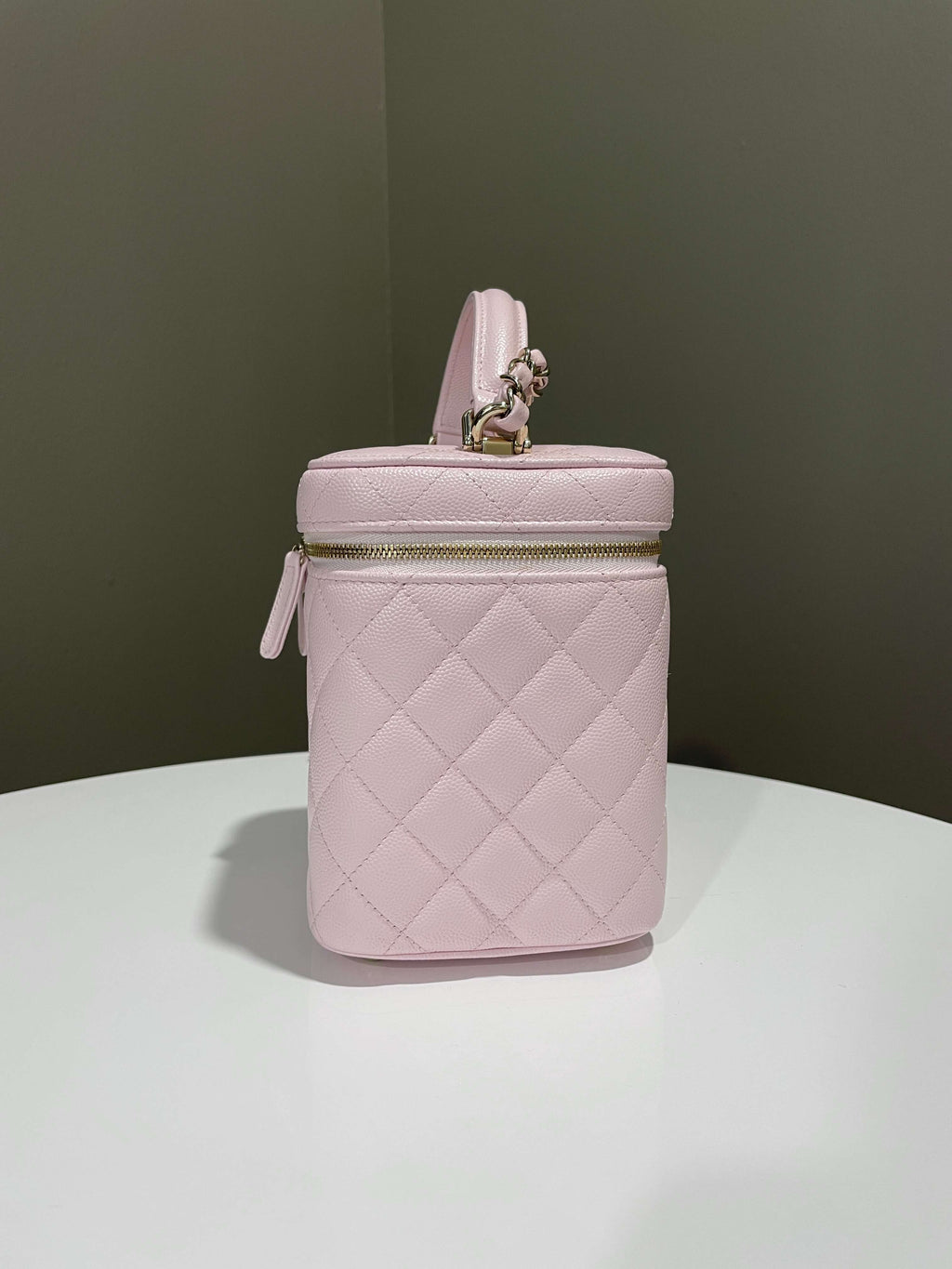 Chanel 22S Top Handle Vanity Bag Rose Clair Caviar