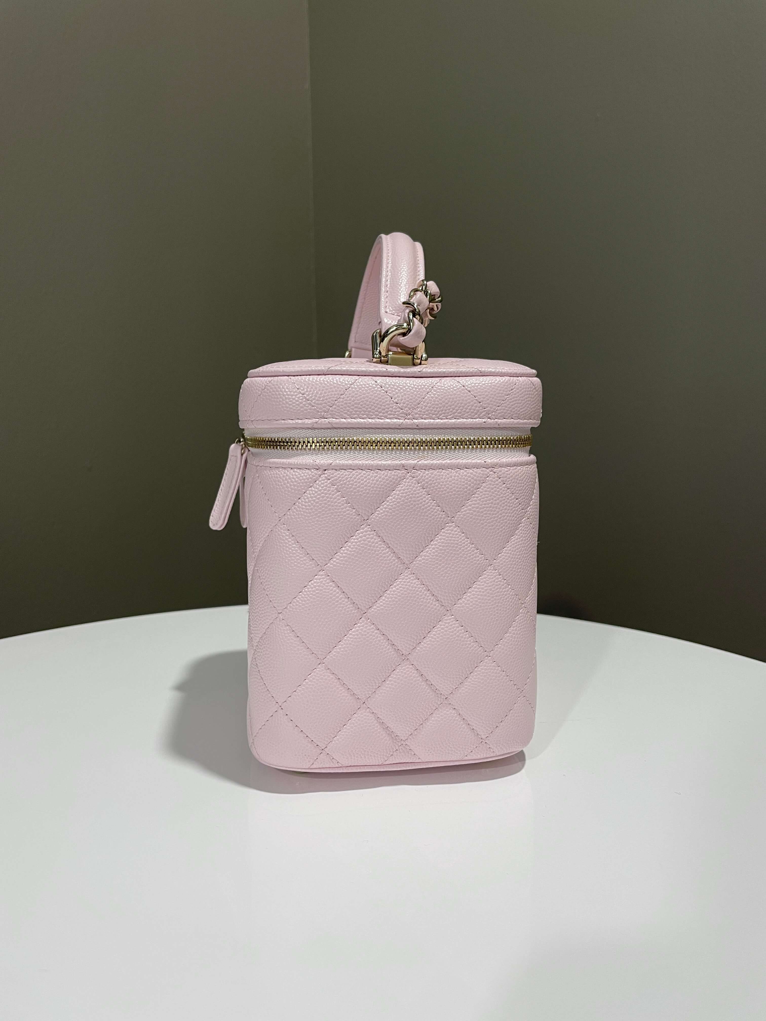 Chanel 22S Top Handle Vanity Bag Rose Clair Caviar