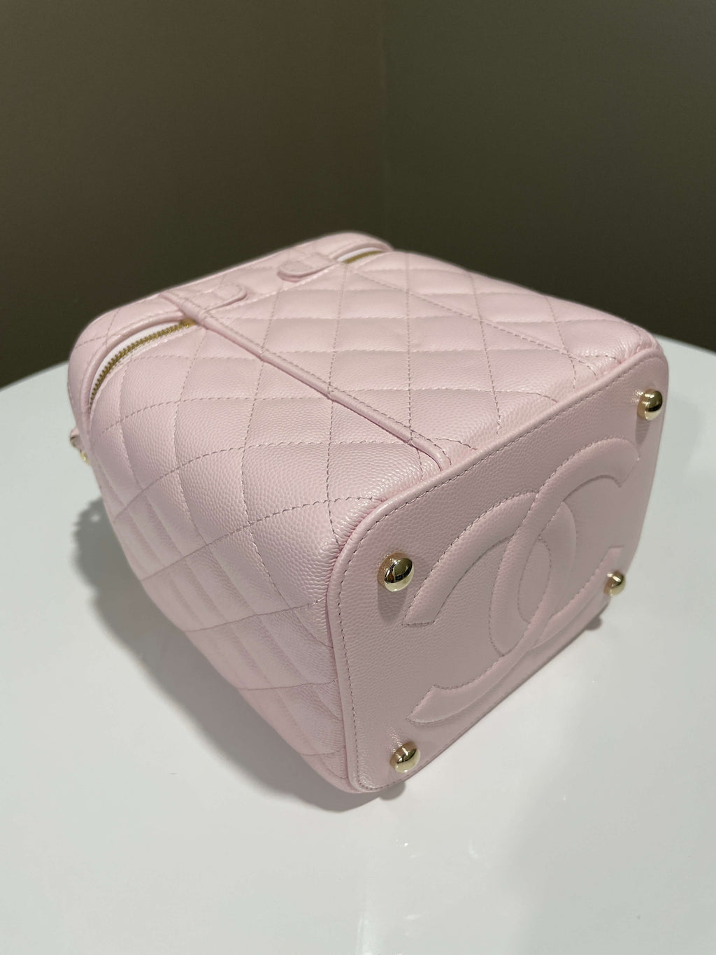 Chanel 22S Top Handle Vanity Bag Rose Clair Caviar