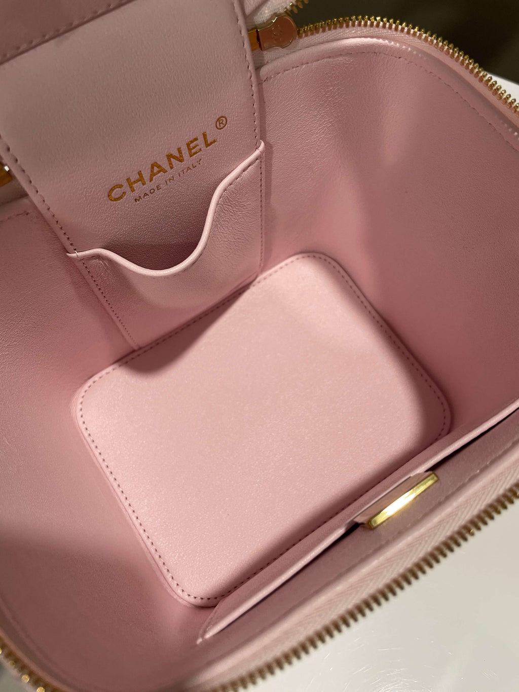 Chanel 22S Top Handle Vanity Bag Rose Clair Caviar