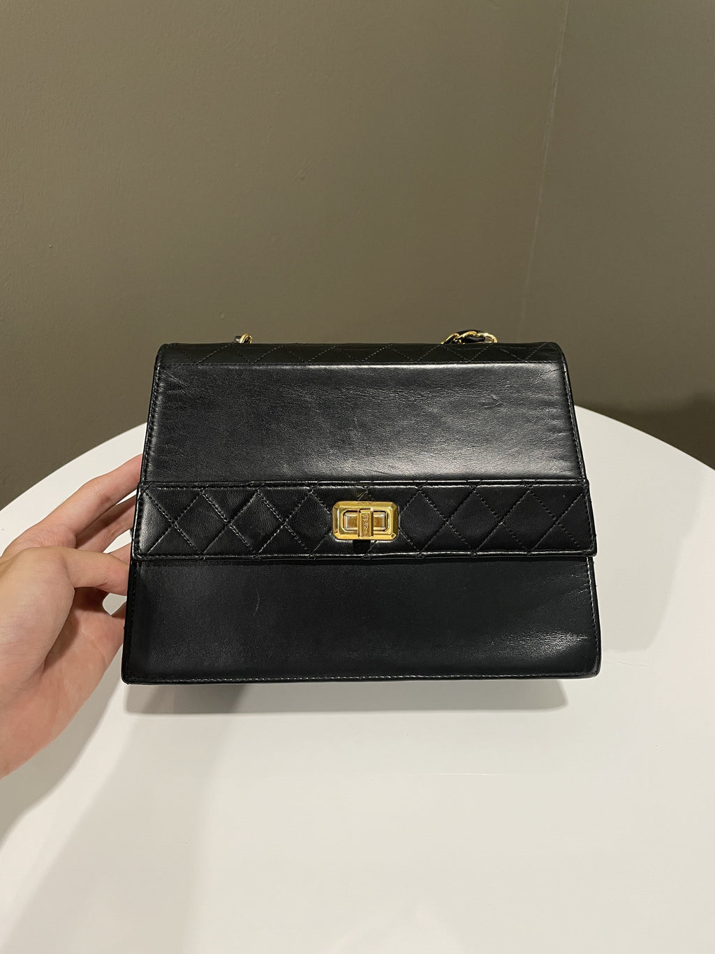 Chanel Vintage Trapezoid Bag Black Lambskin