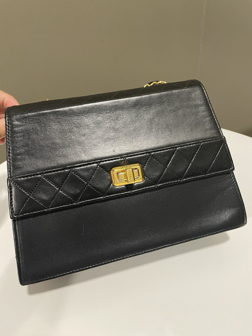 Chanel Vintage Trapezoid Bag Black Lambskin