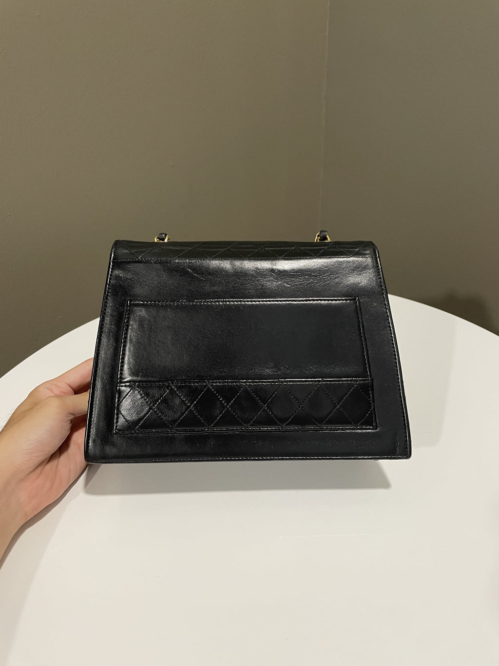 Chanel Vintage Trapezoid Bag Black Lambskin