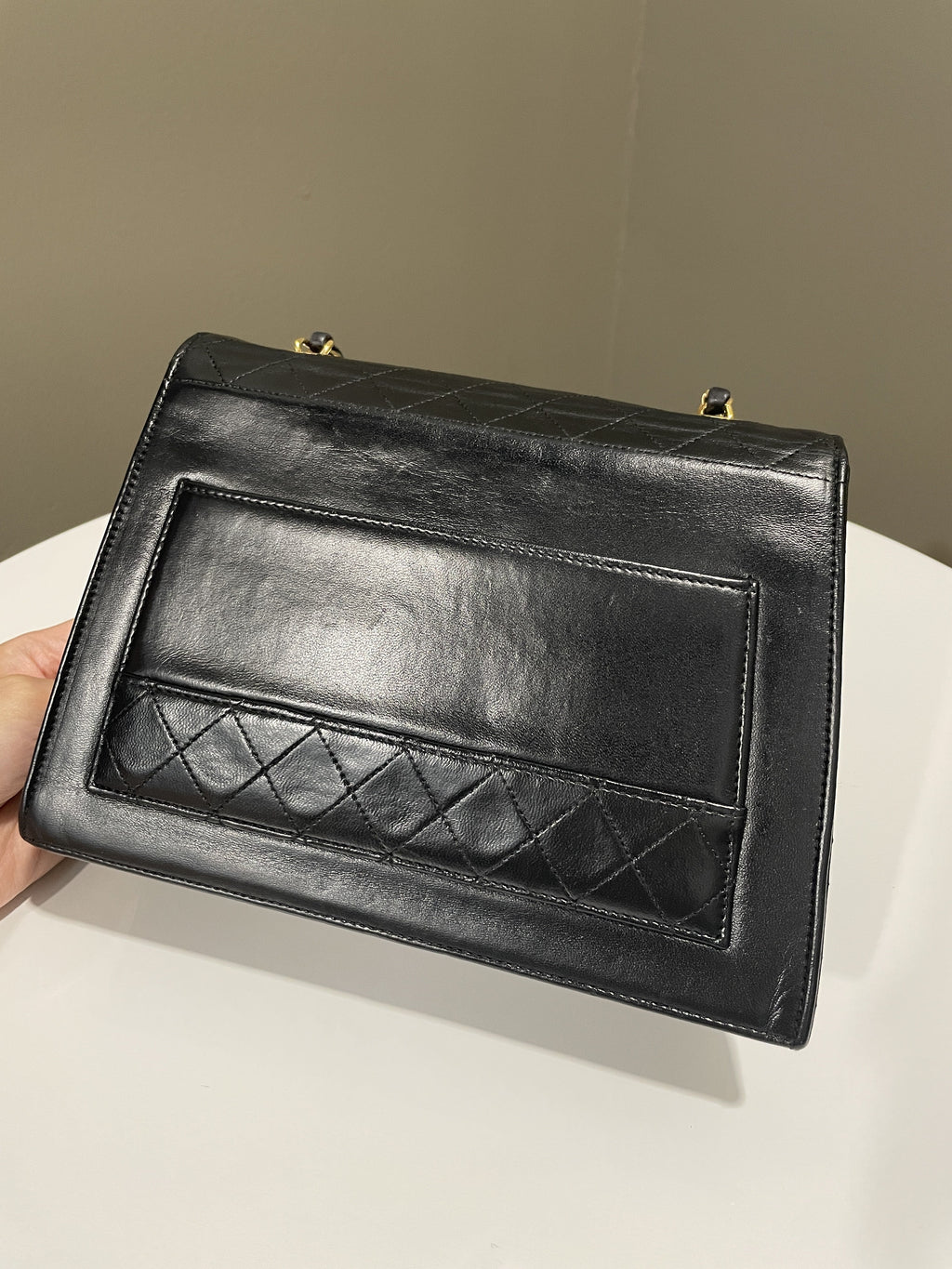 Chanel Vintage Trapezoid Bag Black Lambskin