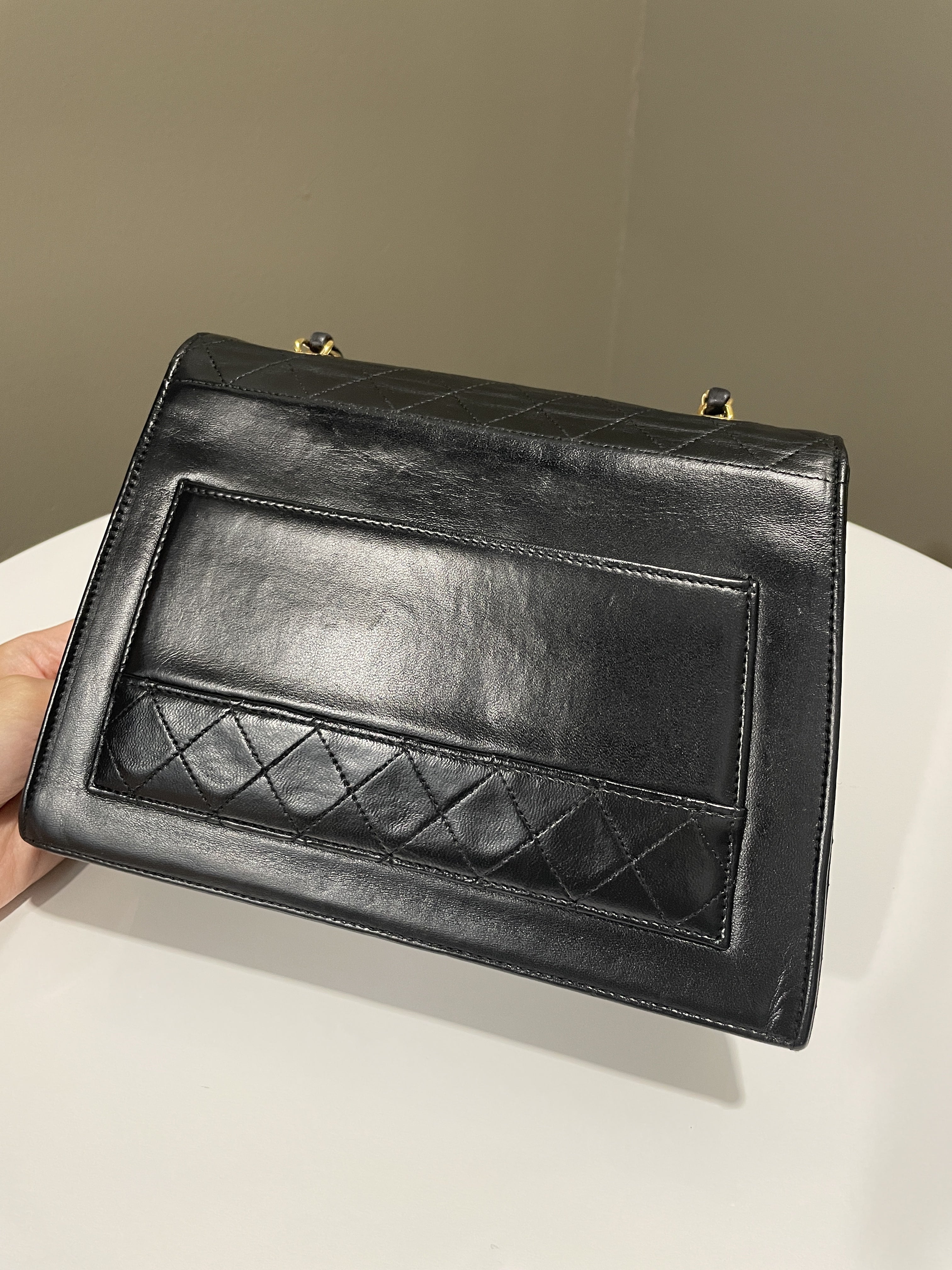 Chanel Vintage Trapezoid Bag Black Lambskin