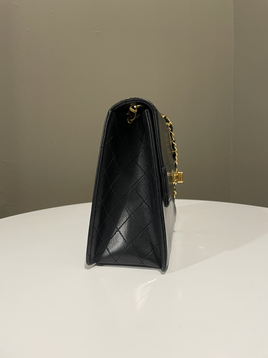 Chanel Vintage Trapezoid Bag Black Lambskin