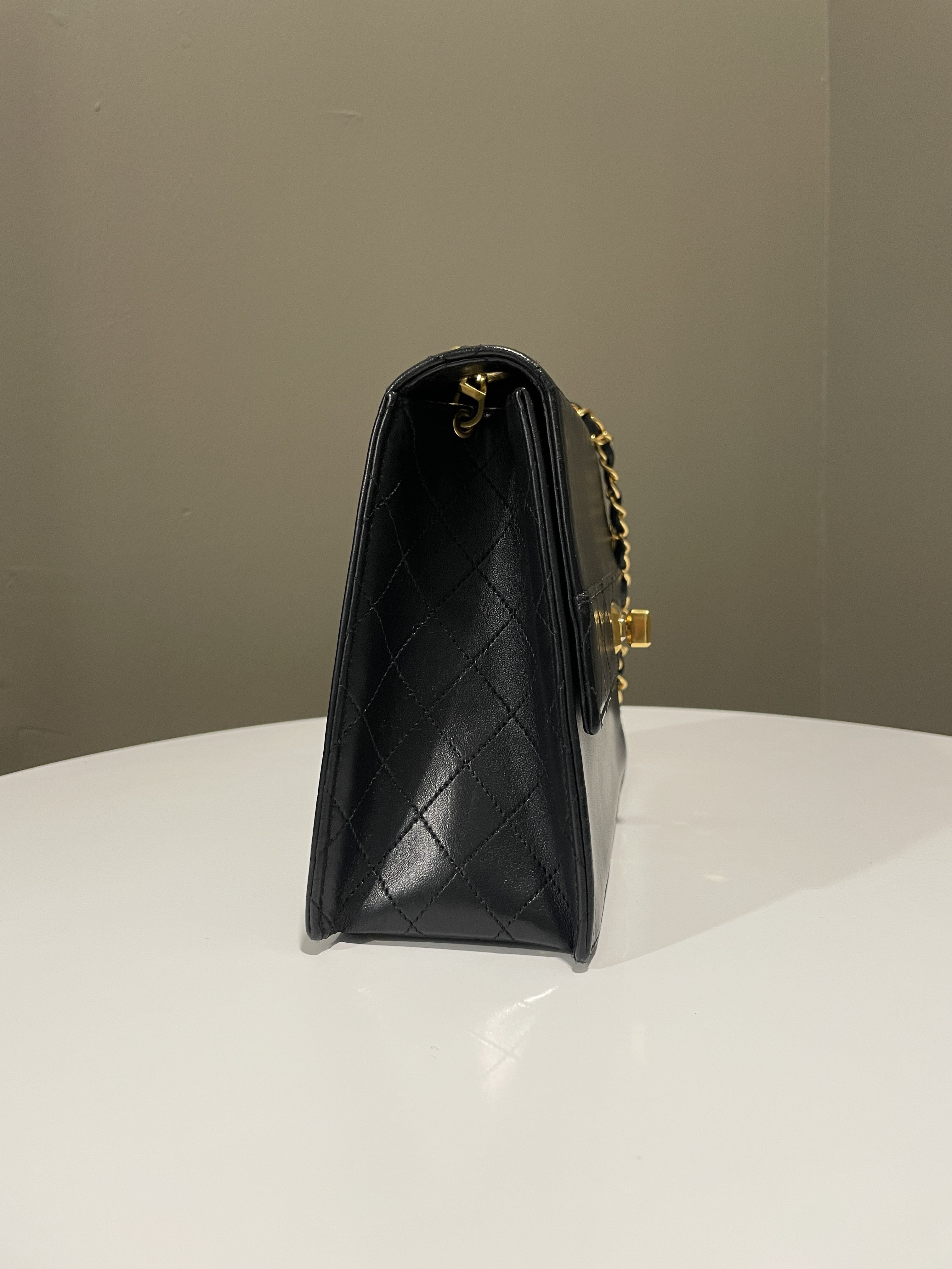 Chanel Vintage Trapezoid Bag Black Lambskin