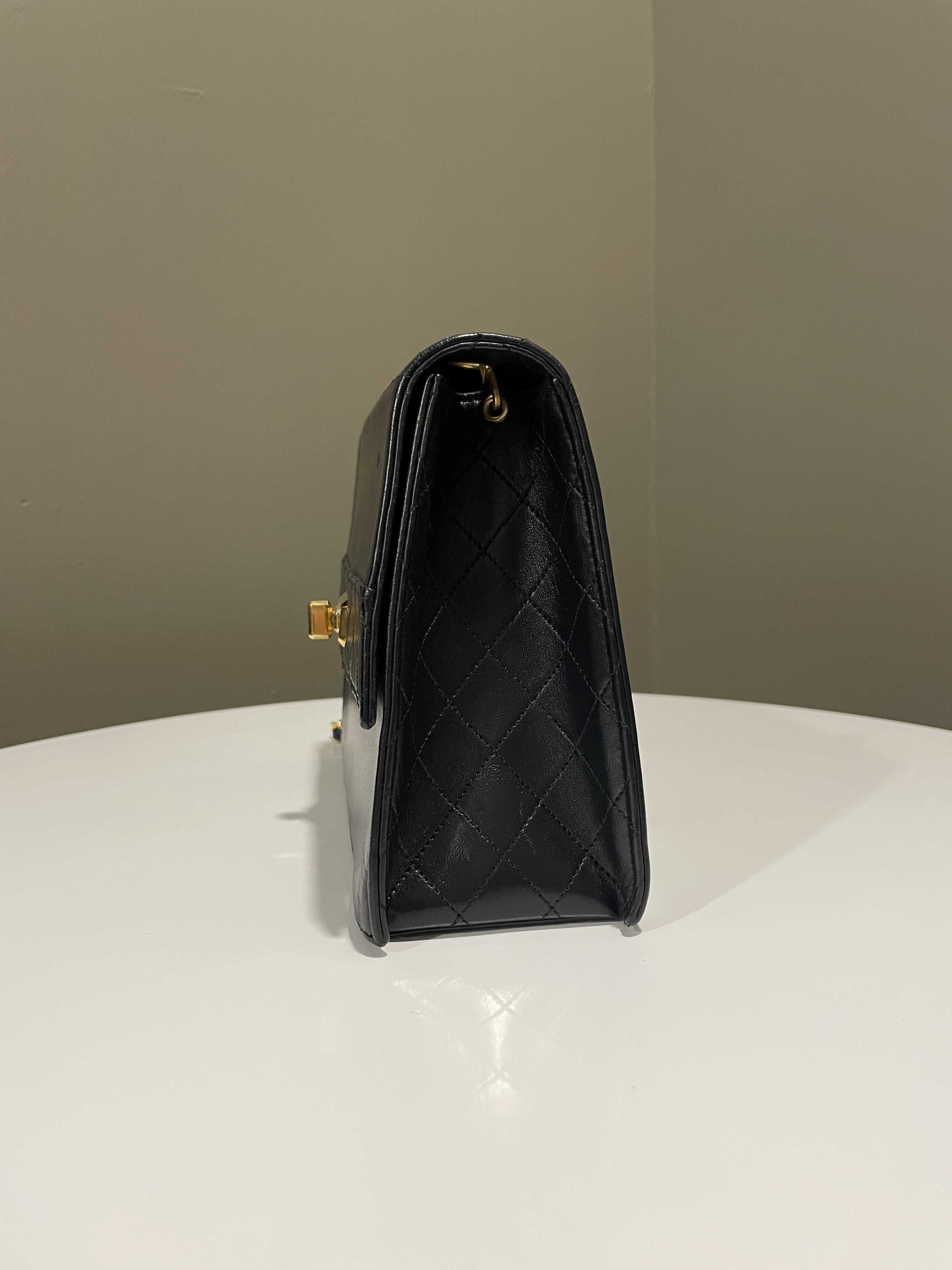 Chanel Vintage Trapezoid Bag Black Lambskin