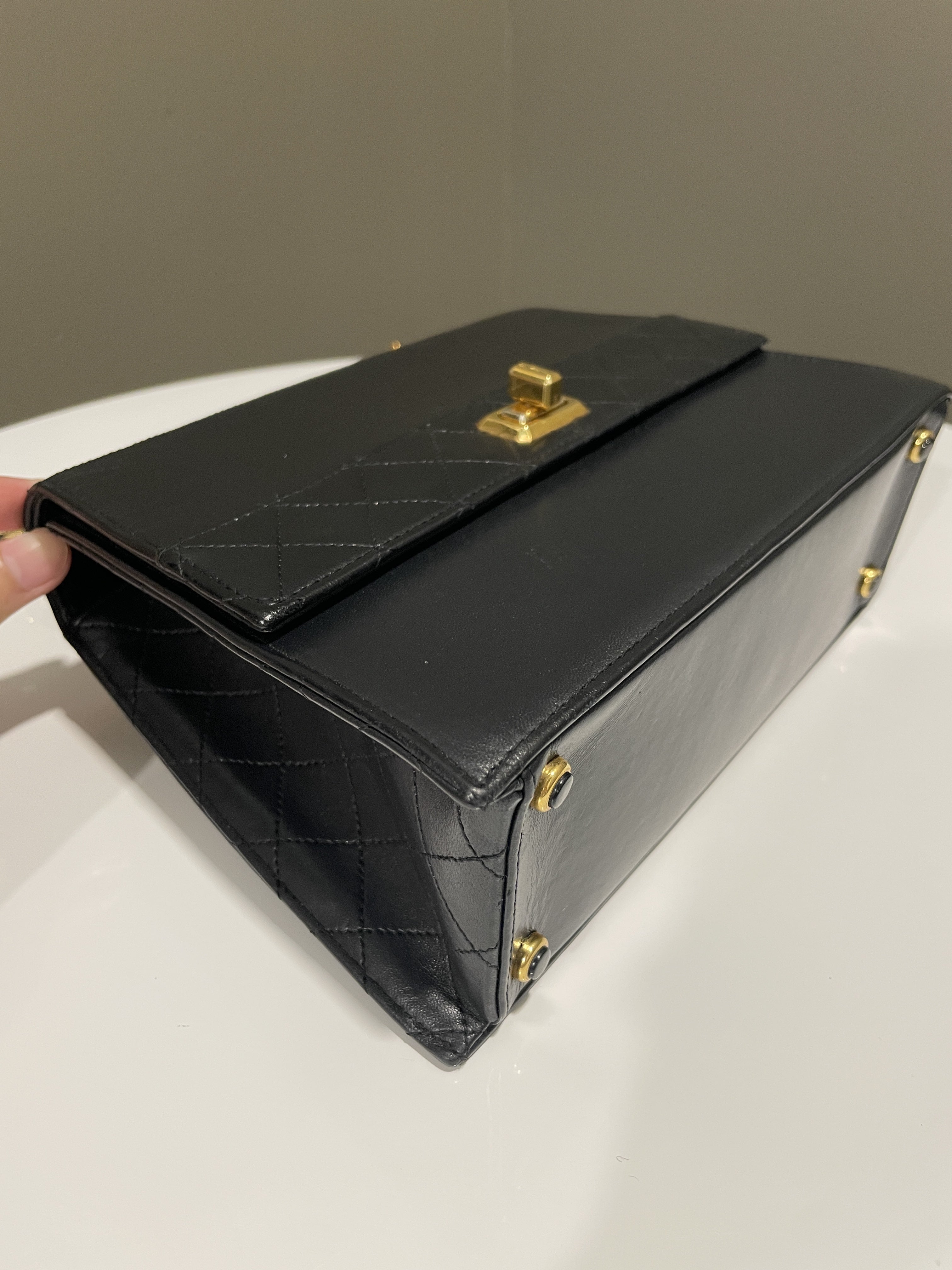 Chanel Vintage Trapezoid Bag Black Lambskin