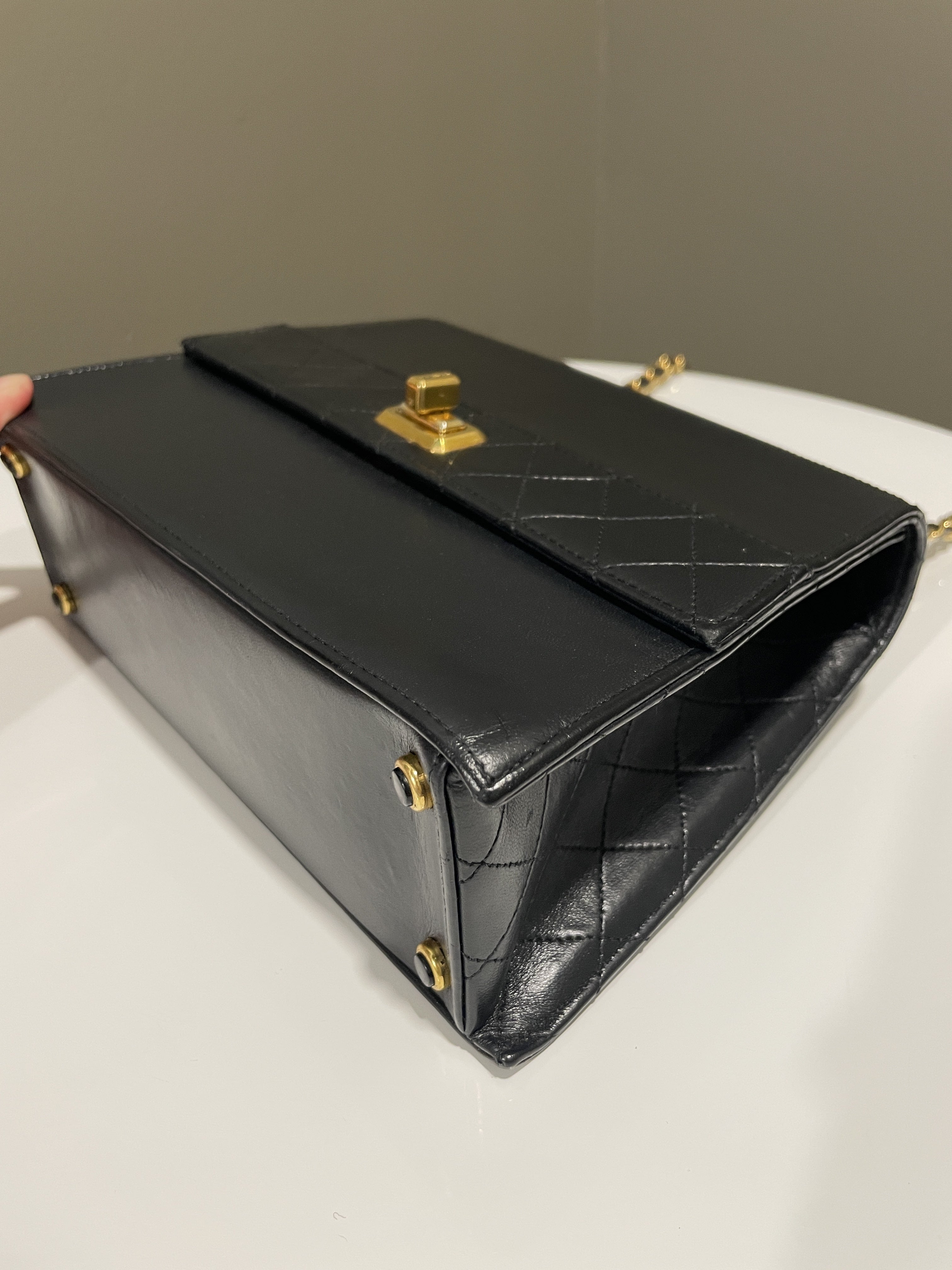 Chanel Vintage Trapezoid Bag Black Lambskin