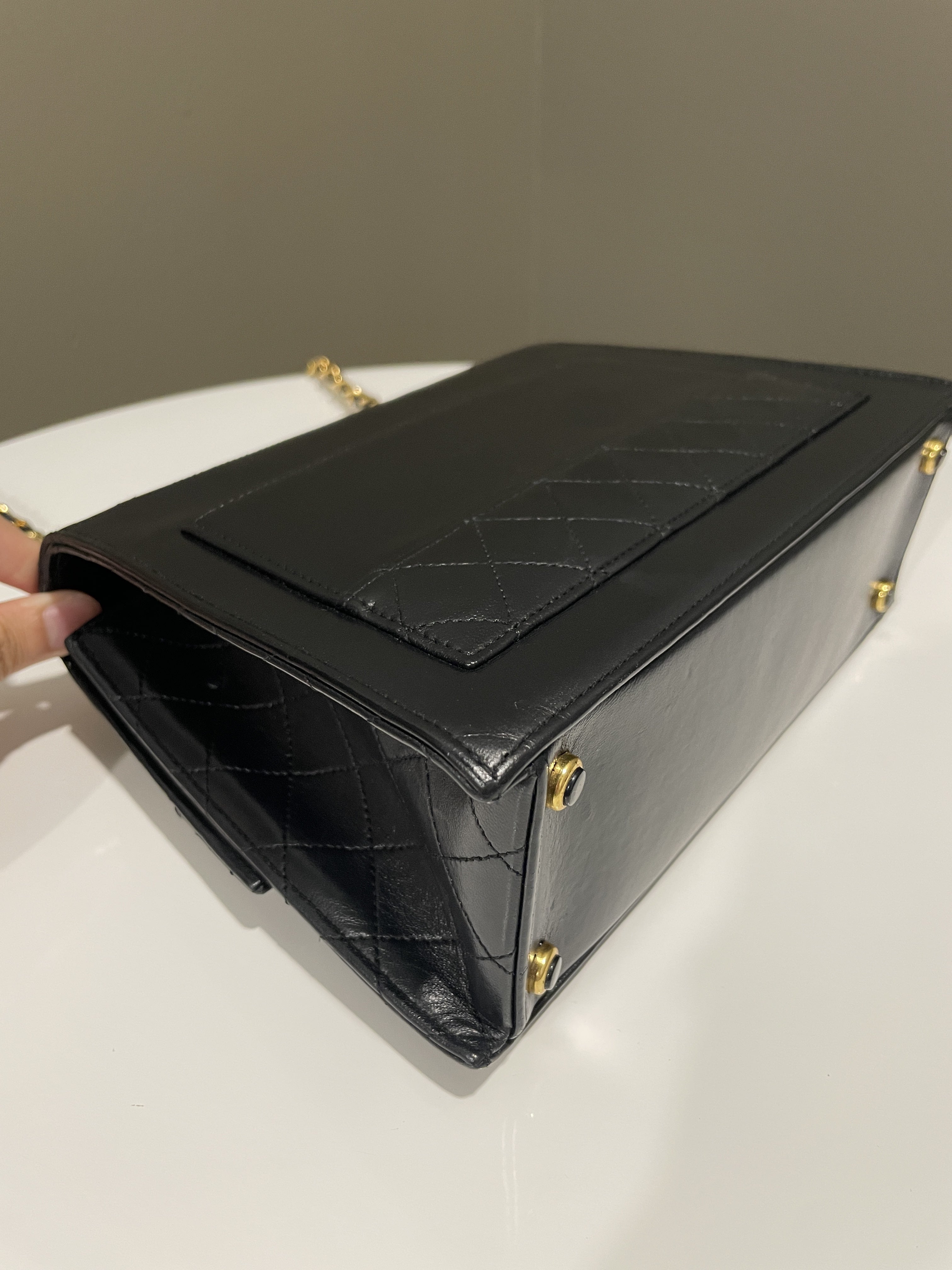 Chanel Vintage Trapezoid Bag Black Lambskin