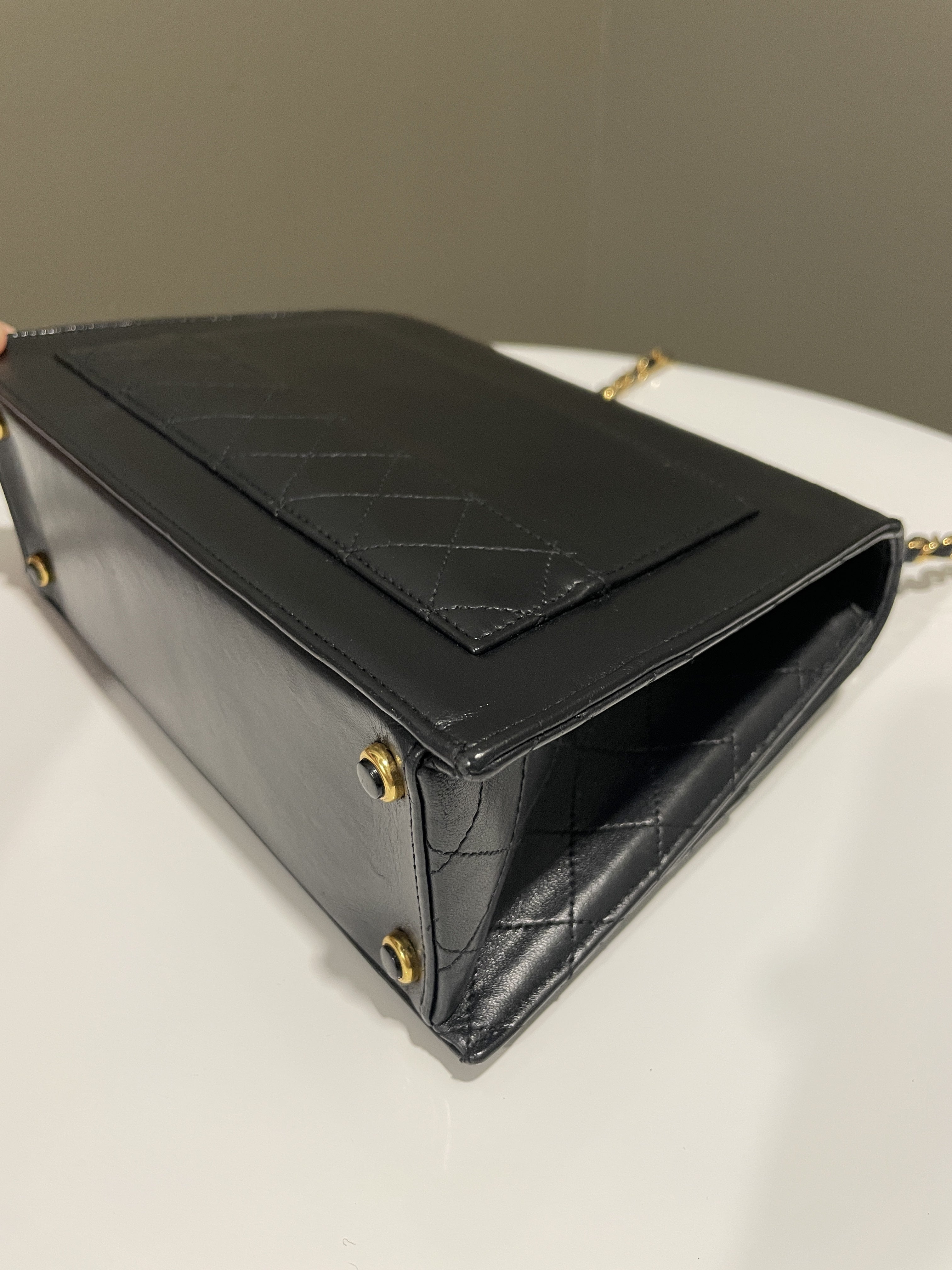 Chanel Vintage Trapezoid Bag Black Lambskin