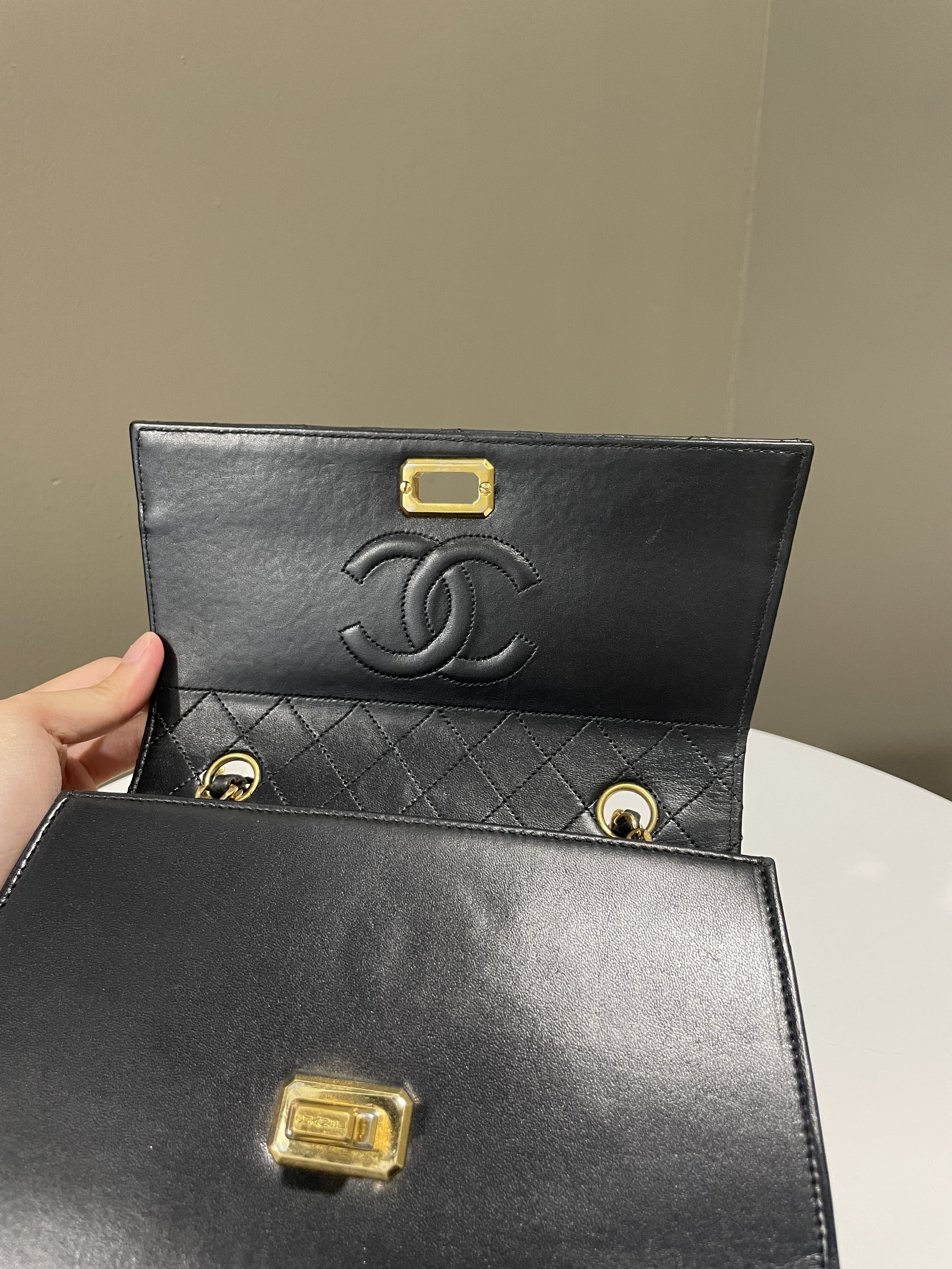 Chanel Vintage Trapezoid Bag Black Lambskin