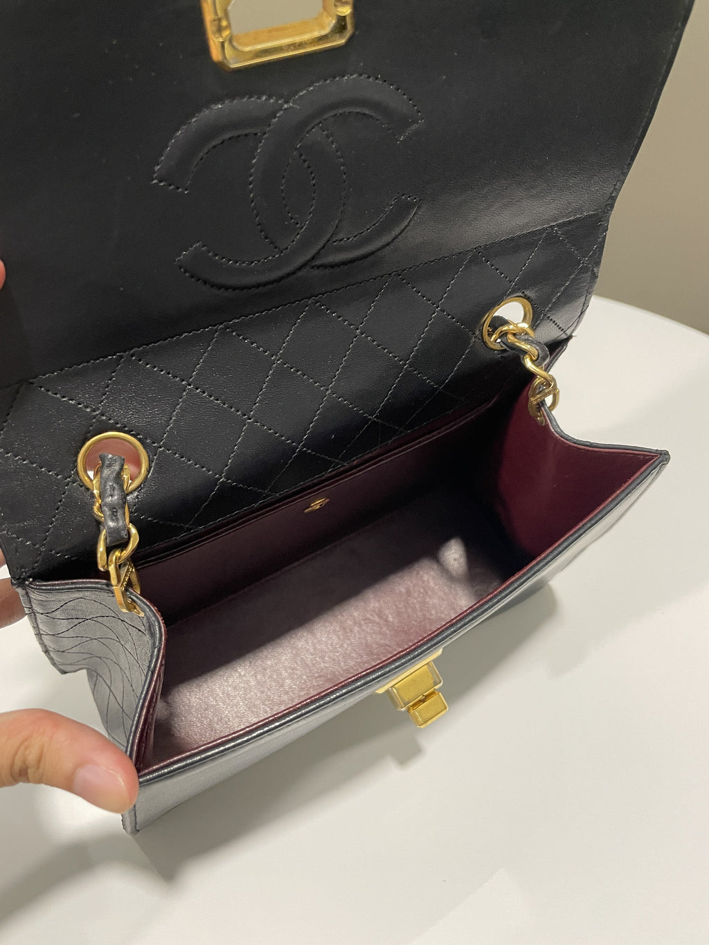 Chanel Vintage Trapezoid Bag Black Lambskin