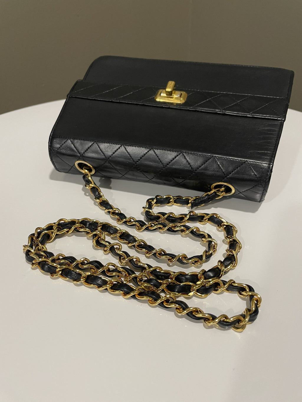Chanel Vintage Trapezoid Bag Black Lambskin