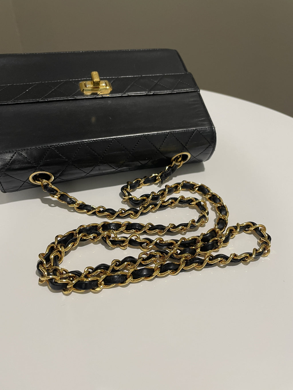 Chanel Vintage Trapezoid Bag Black Lambskin