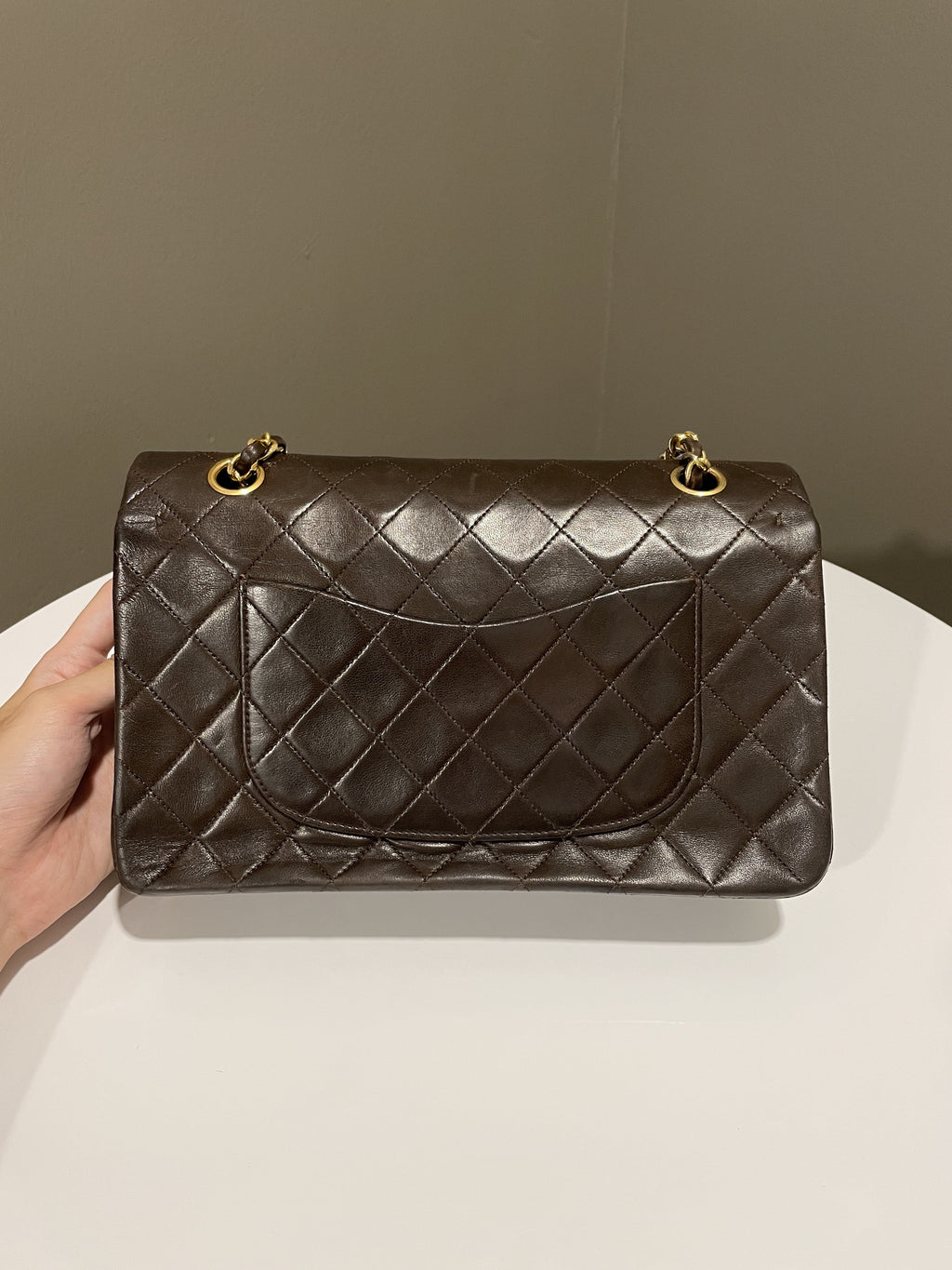 Chanel Vintage Classic Quilted Medium Double Flap Brown Lambskin