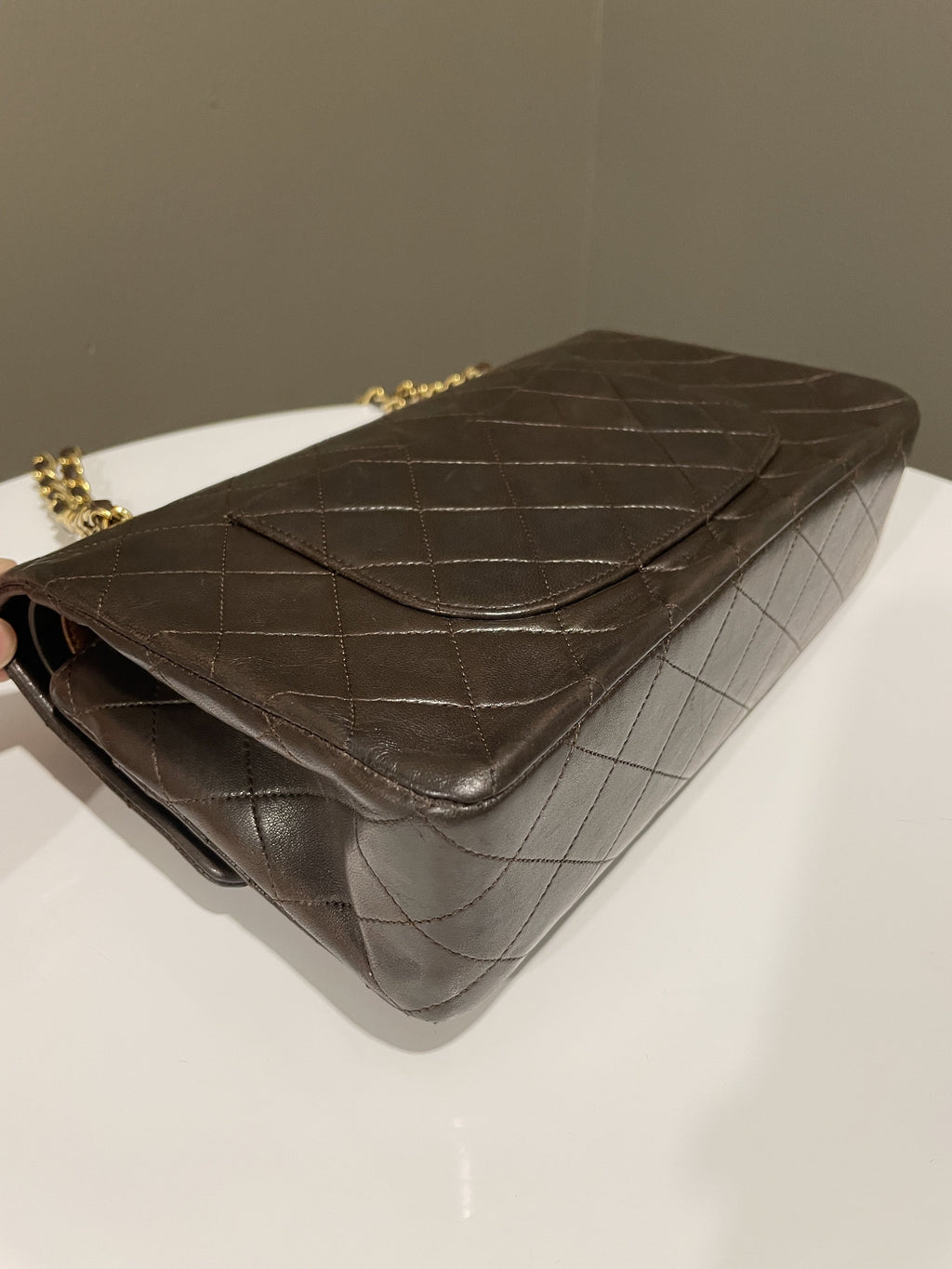 Chanel Vintage Classic Quilted Medium Double Flap Brown Lambskin