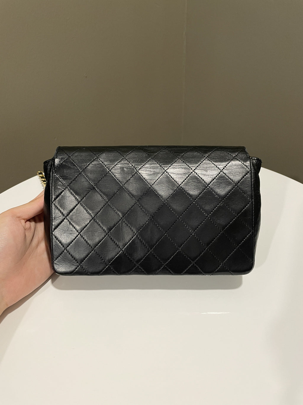 Chanel Vintage CC Turn Lock Flap Bag Black Lambskin