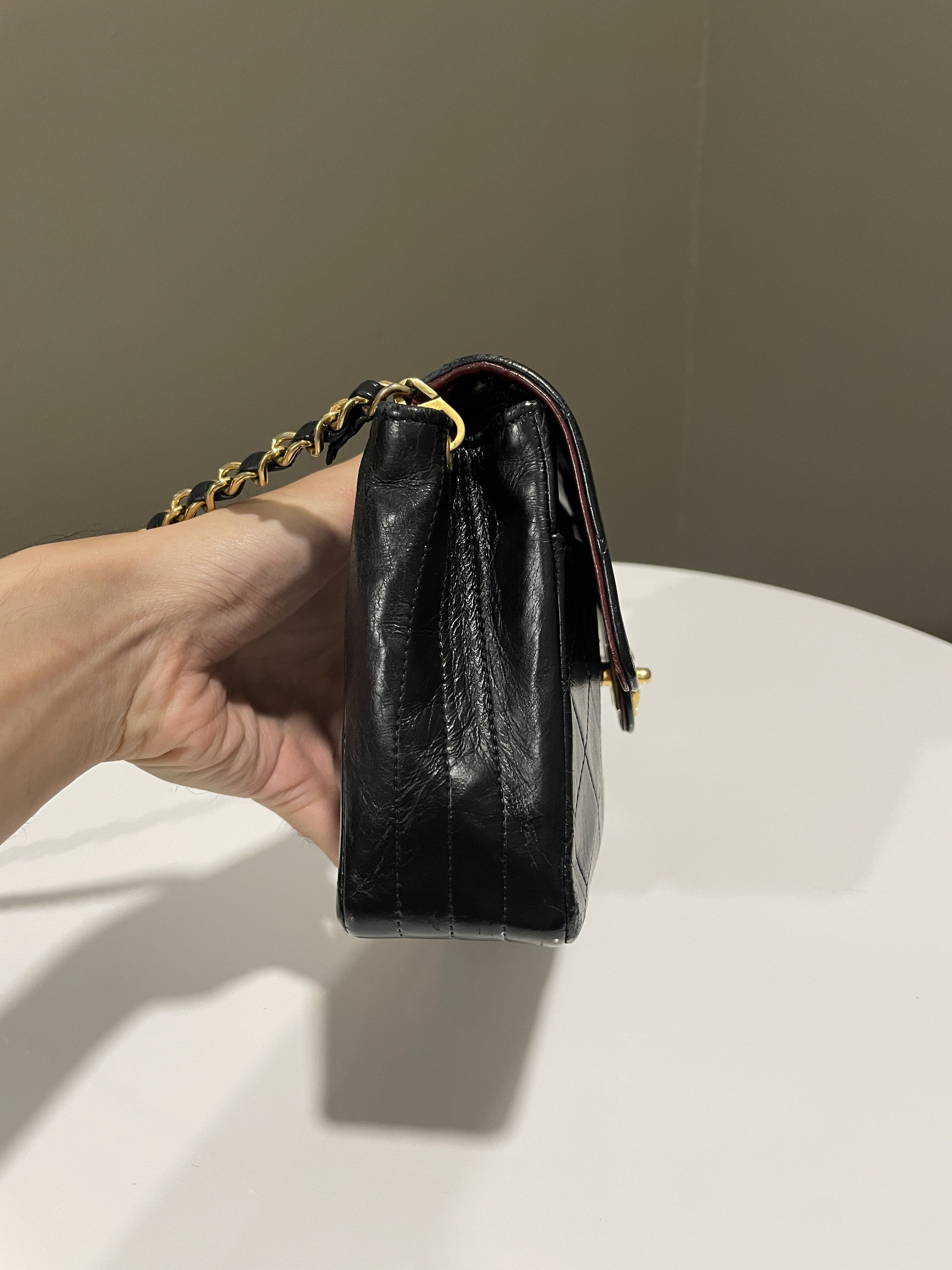 Chanel Vintage CC Turn Lock Flap Bag Black Lambskin