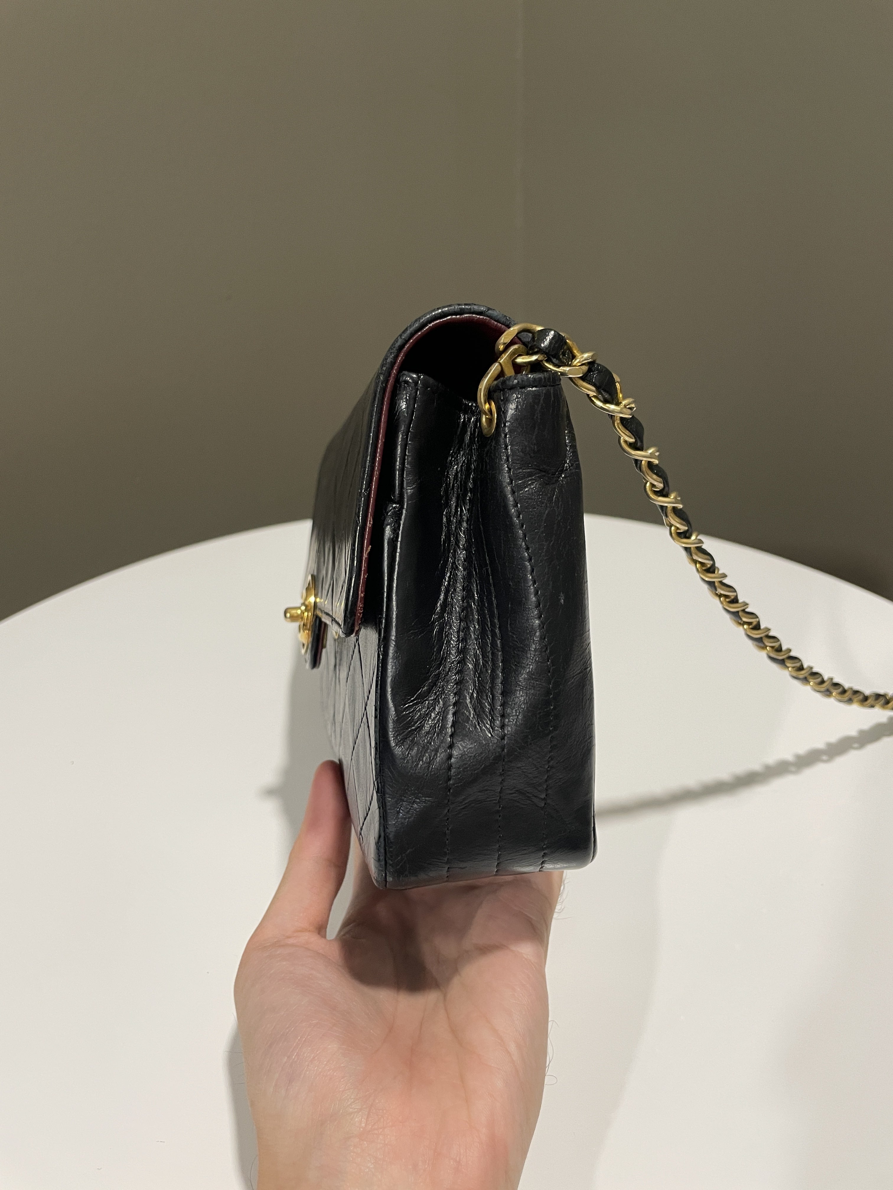 Chanel Vintage CC Turn Lock Flap Bag Black Lambskin
