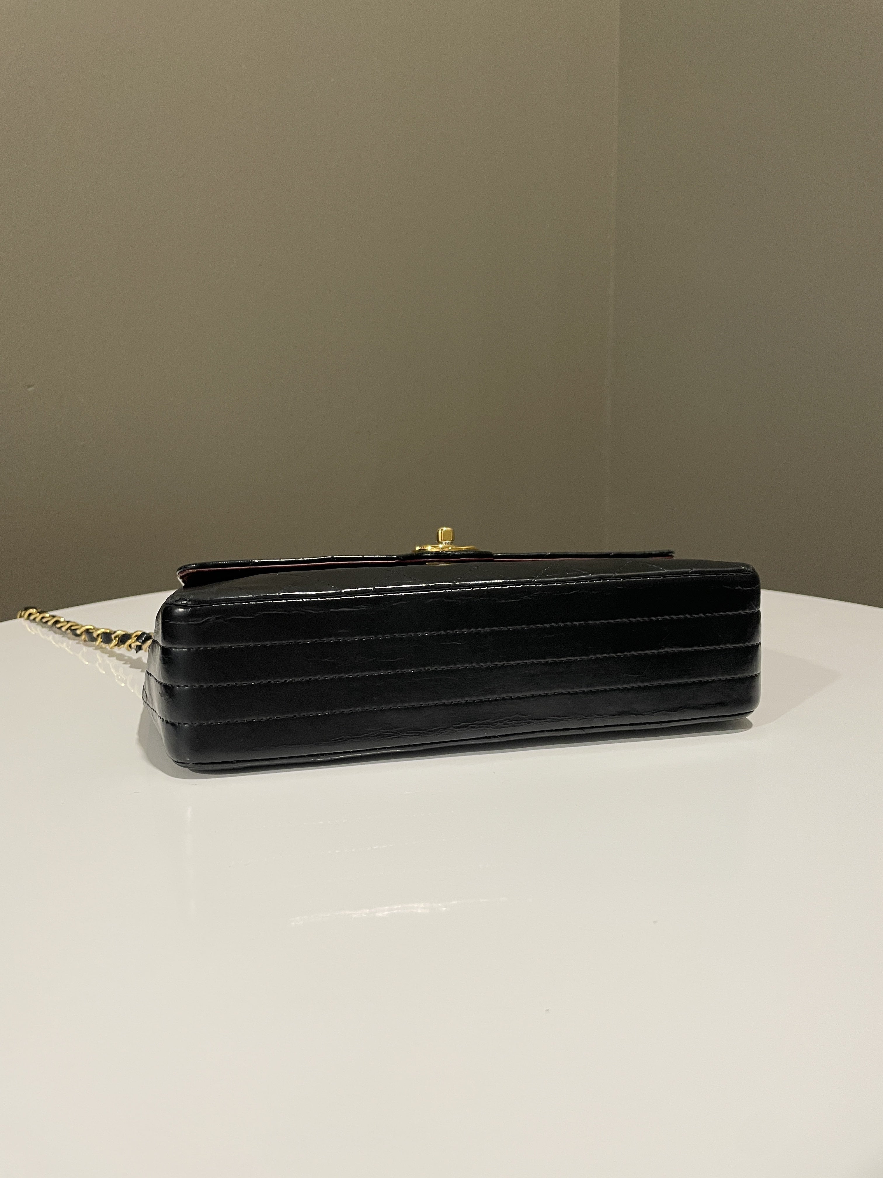 Chanel Vintage CC Turn Lock Flap Bag Black Lambskin