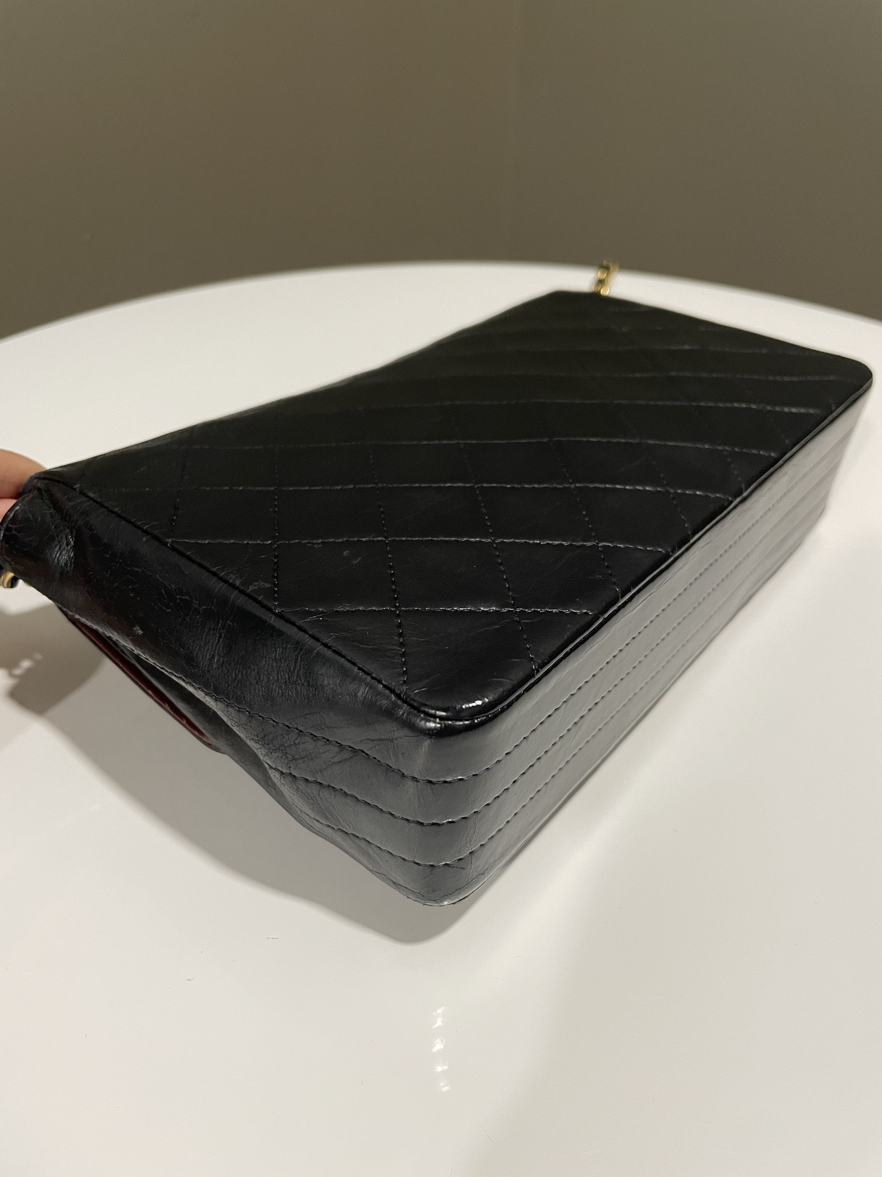 Chanel Vintage CC Turn Lock Flap Bag Black Lambskin