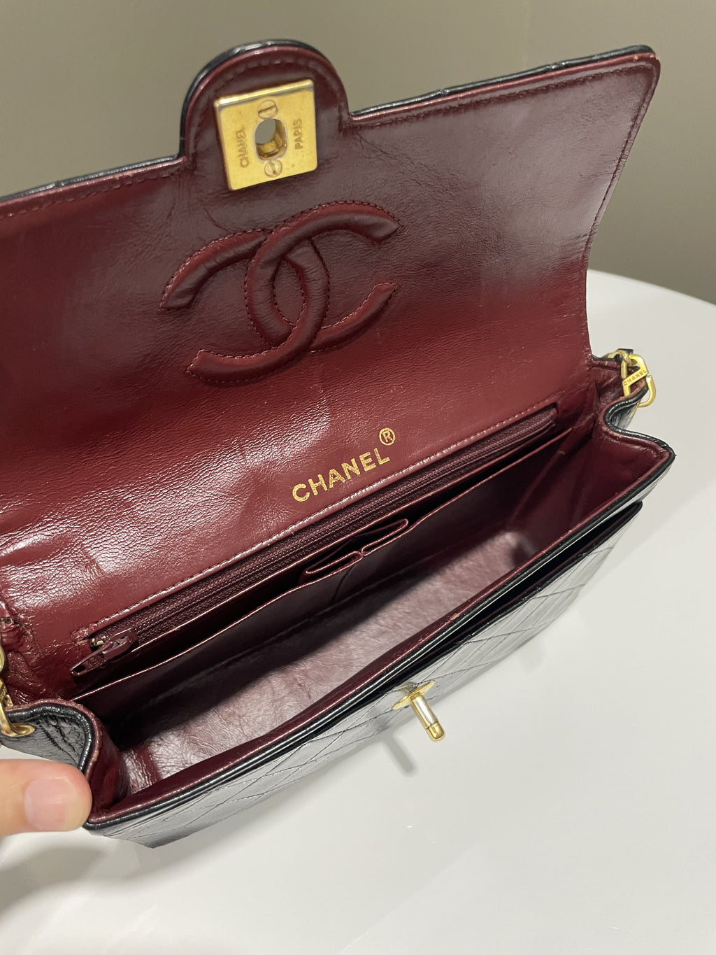Chanel Vintage CC Turn Lock Flap Bag Black Lambskin