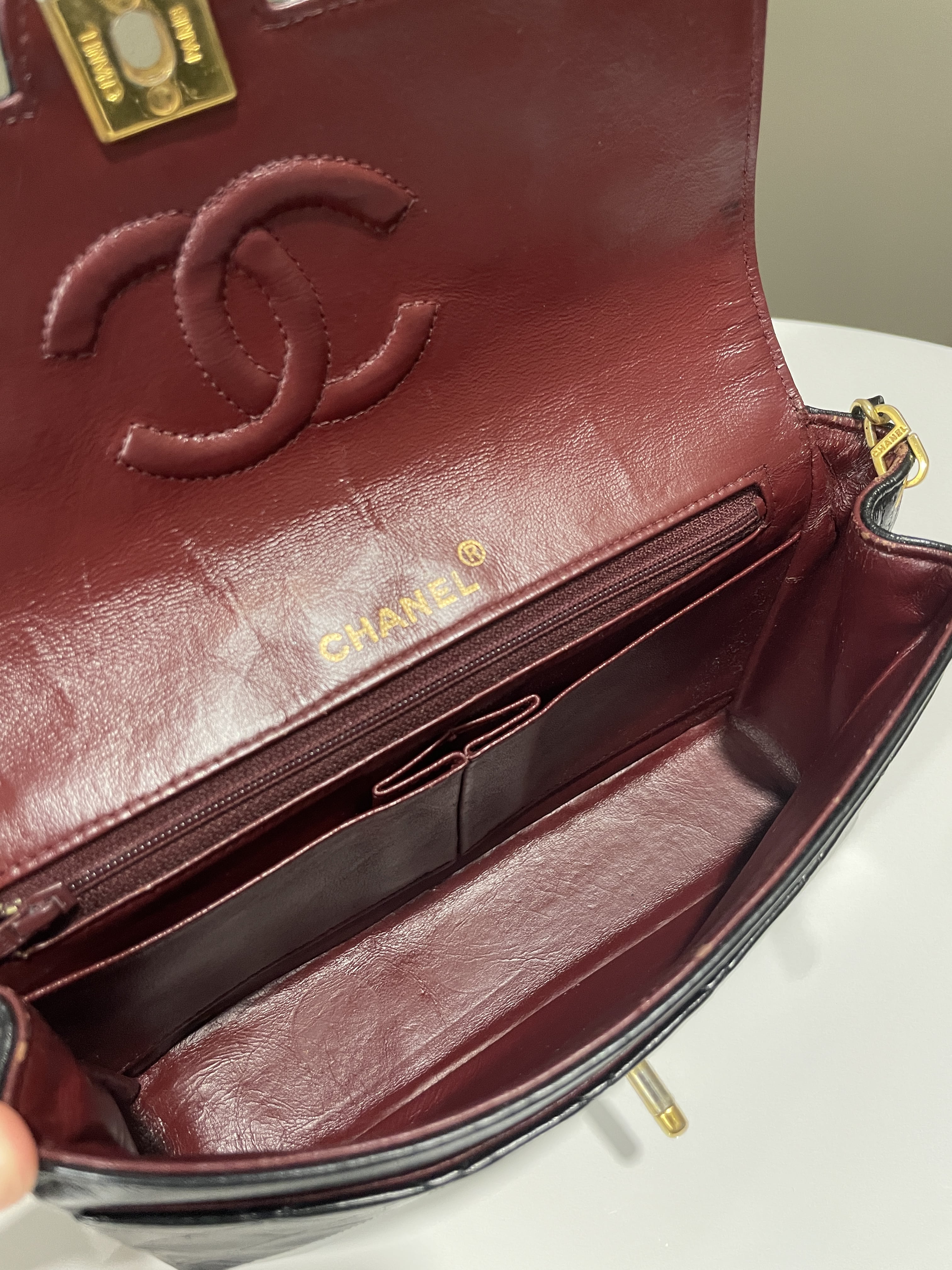 Chanel Vintage CC Turn Lock Flap Bag Black Lambskin