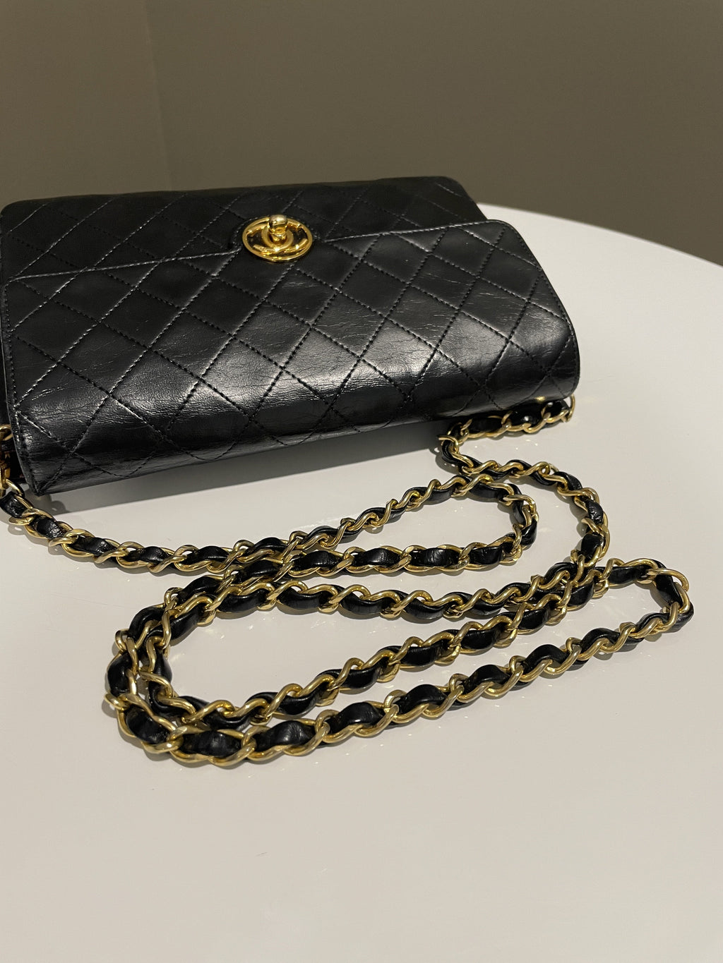 Chanel Vintage CC Turn Lock Flap Bag Black Lambskin
