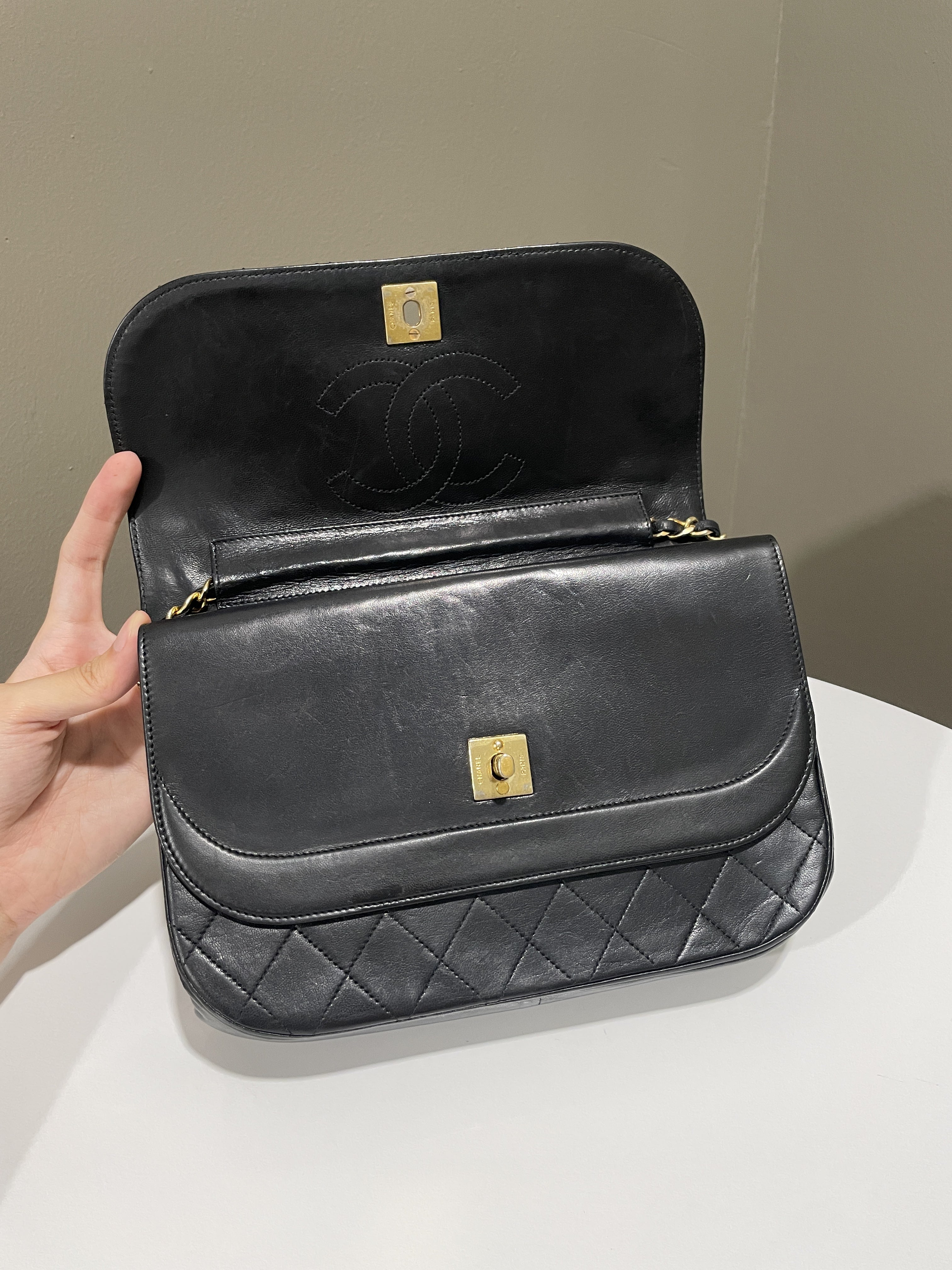 Chanel Timeless Curve Double Flap Black Lambskin