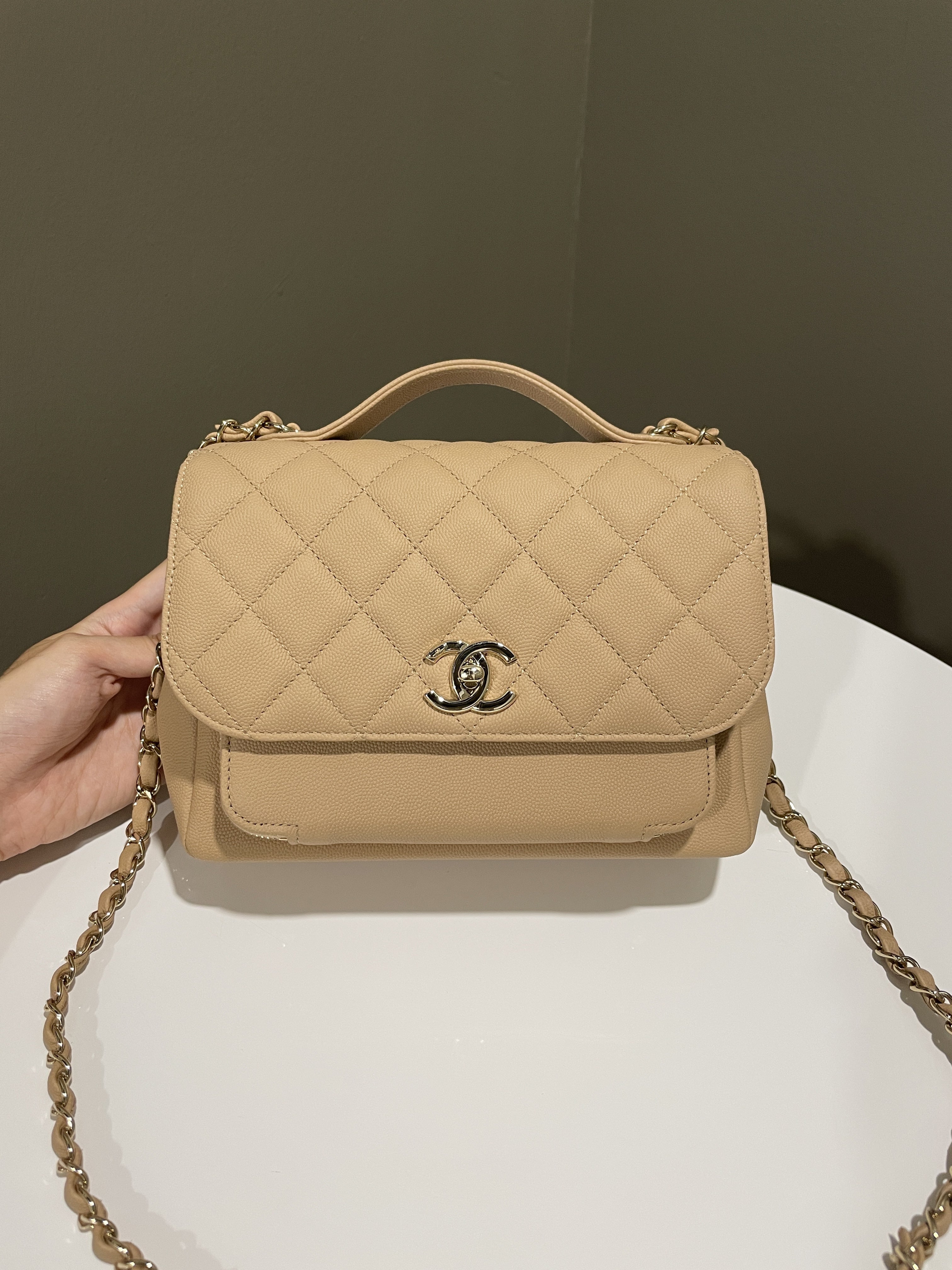 Chanel Business Affinity Flap Natural Beige Caviar