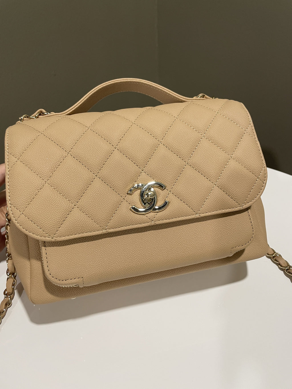 Chanel Business Affinity Flap Natural Beige Caviar