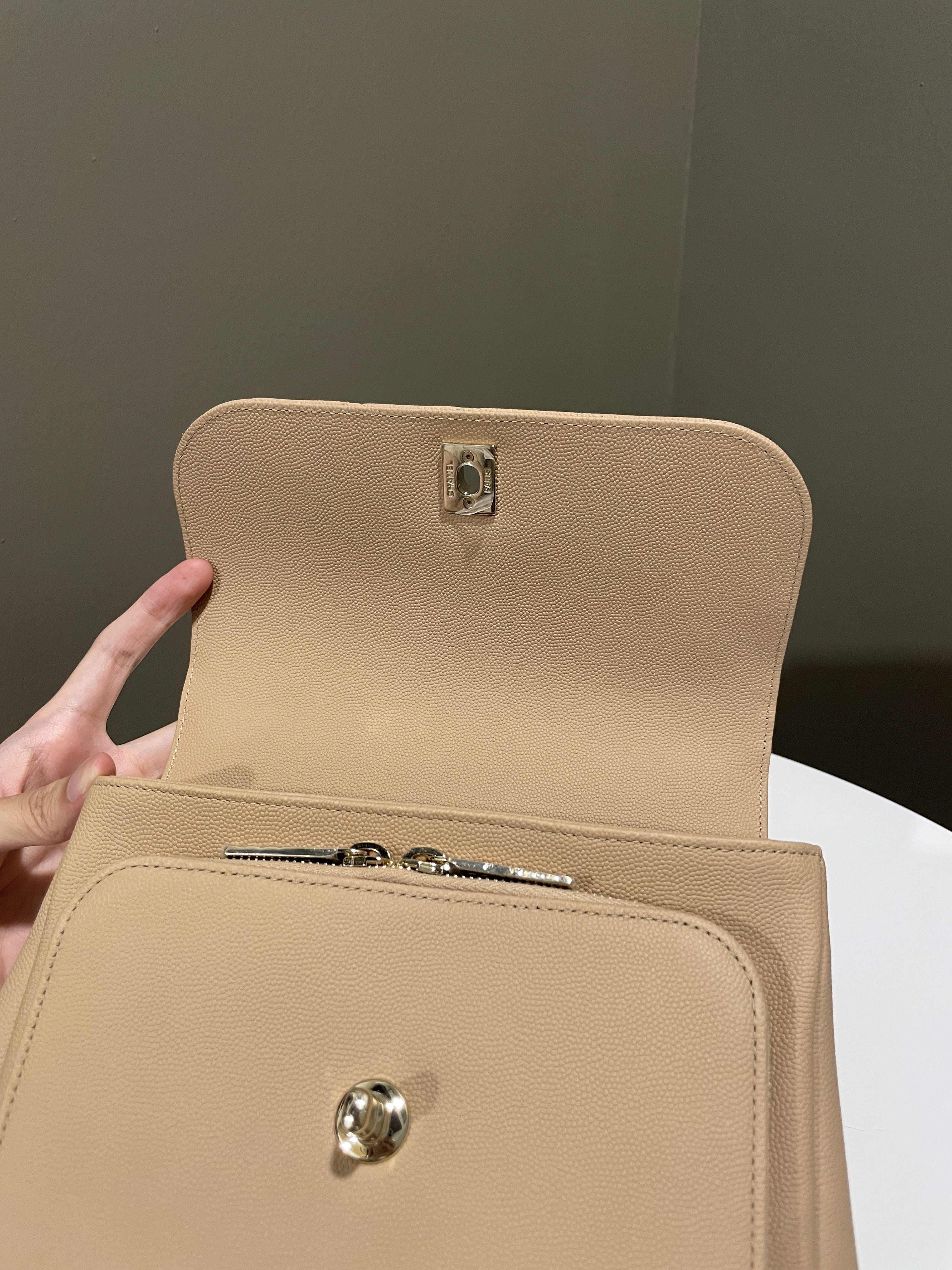 Chanel Business Affinity Flap Natural Beige Caviar