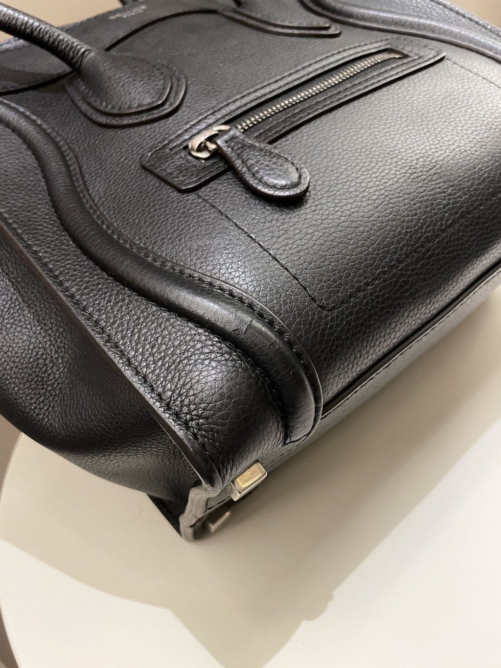 Celine Micro Luggage Black Grainy Leather