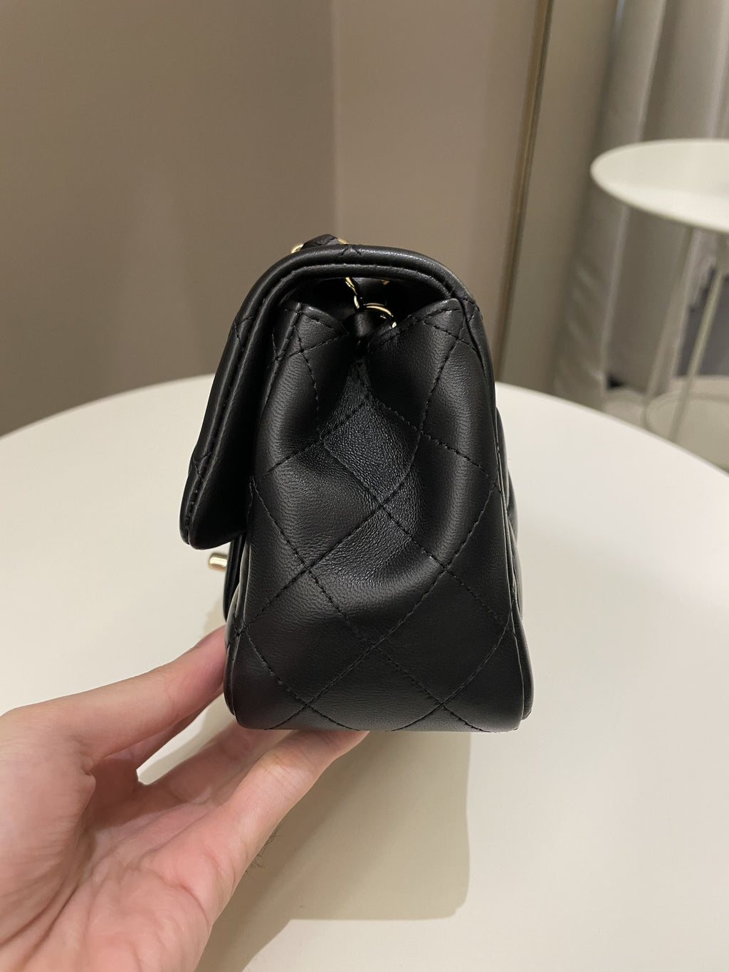 Chanel Classic Quilted Mini Square Black Lambskin