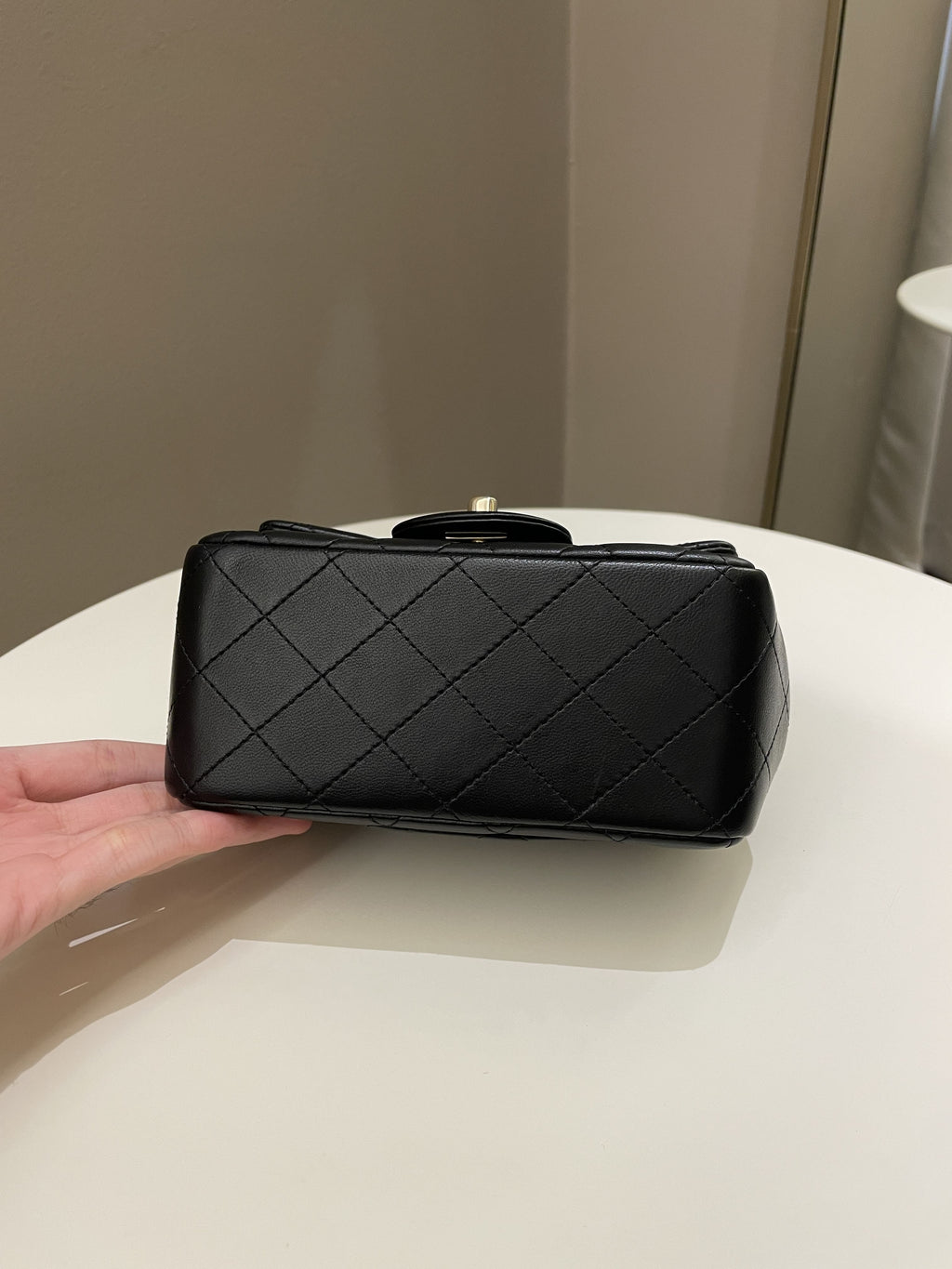 Chanel Classic Quilted Mini Square Black Lambskin