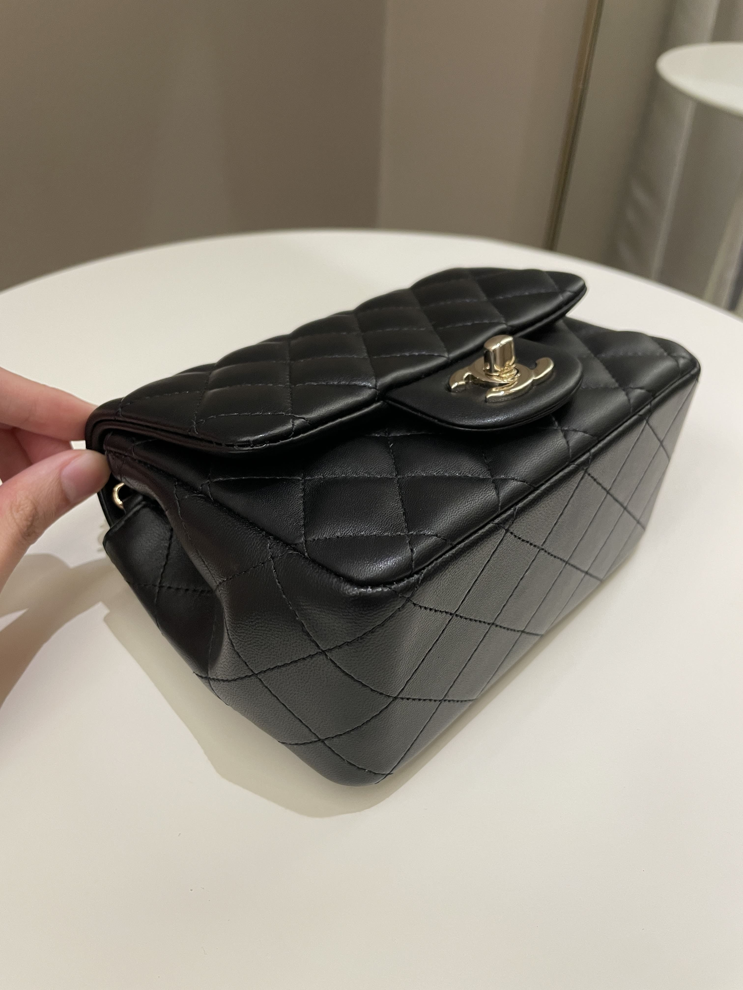 Chanel Classic Quilted Mini Square Black Lambskin
